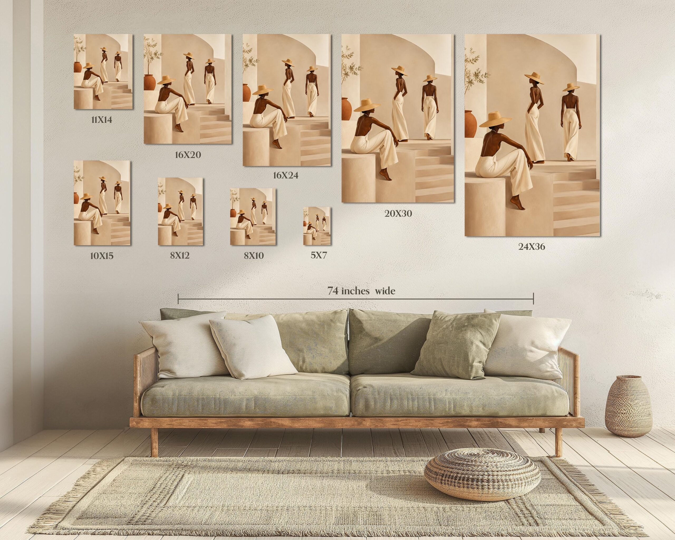 Minimalist Desert Wall Art, Neutral Boho Women - Image 4