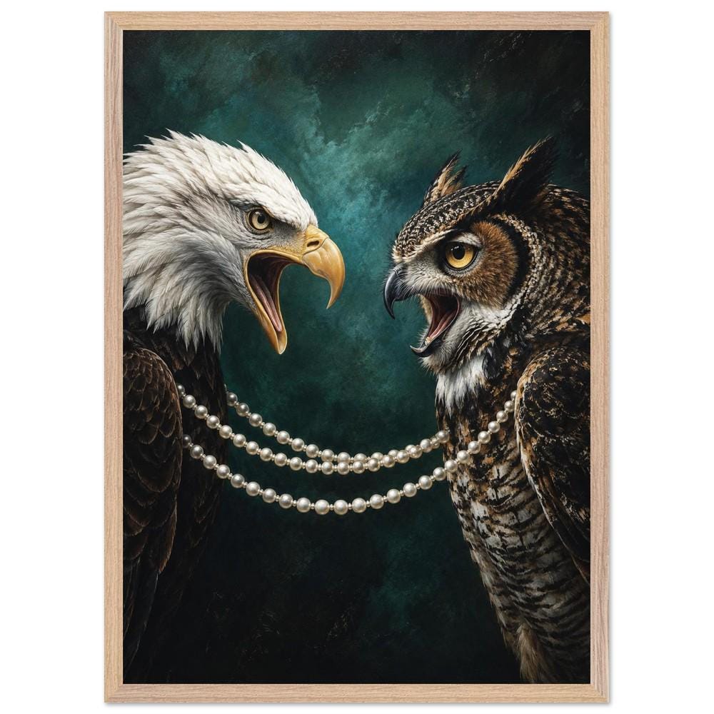 Eagle and Owl Wall Art, Dark Academia Wildlife Print - Image 6