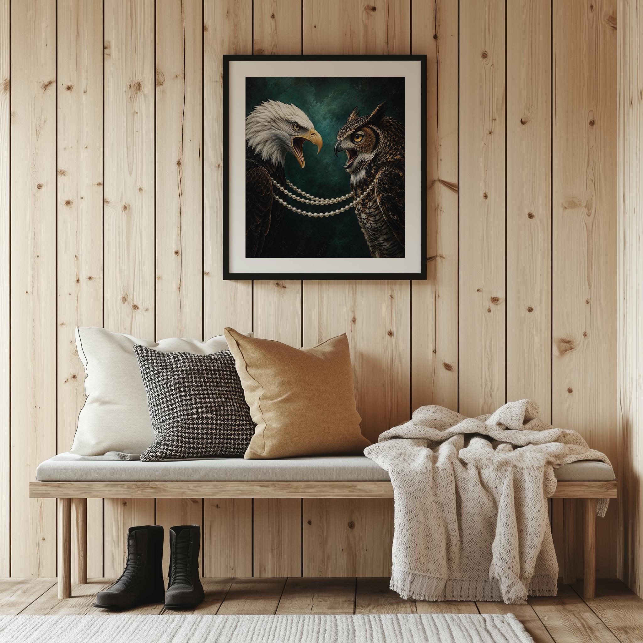 Eagle and Owl Wall Art, Dark Academia Wildlife Print - Image 9
