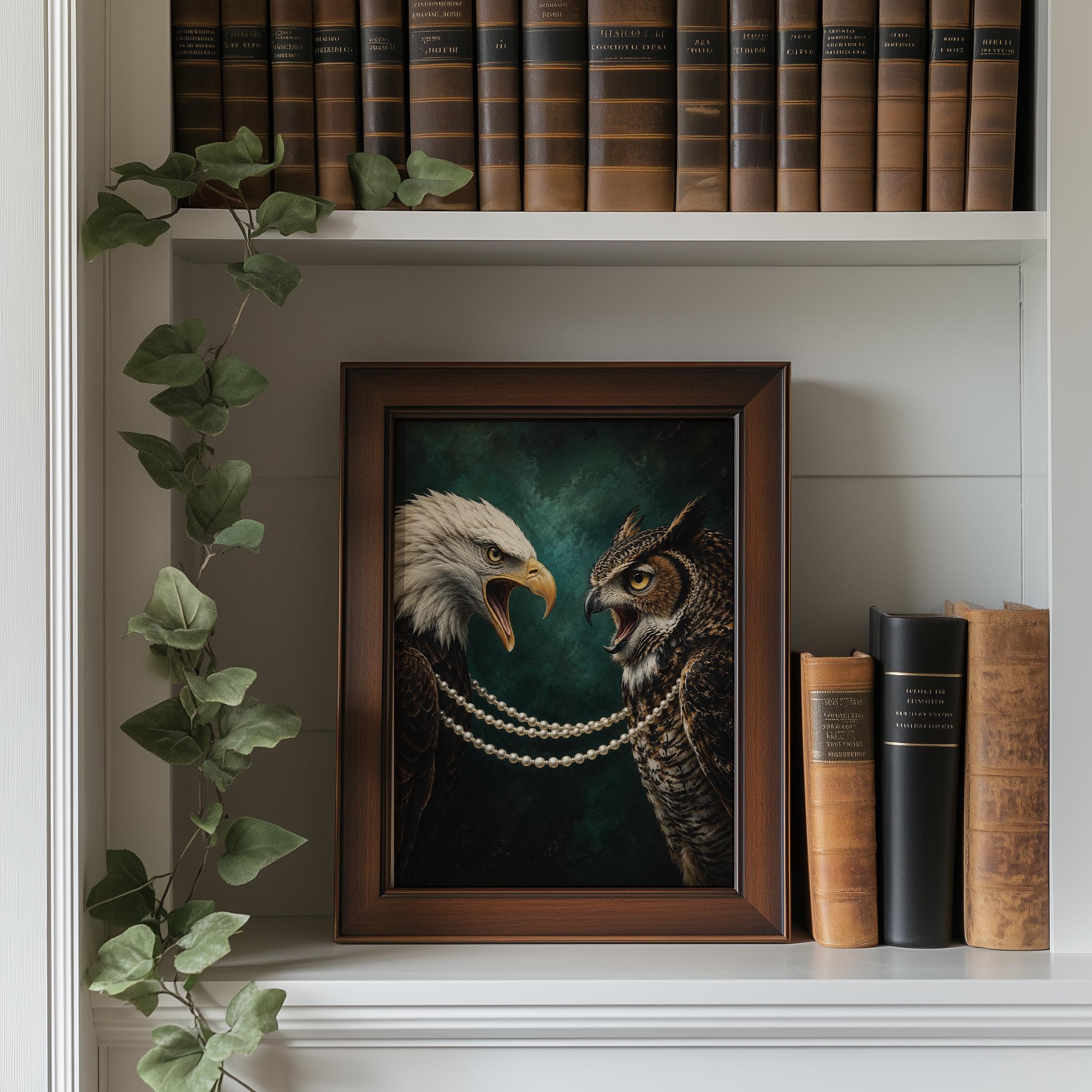 Eagle and Owl Wall Art, Dark Academia Wildlife Print - Image 10