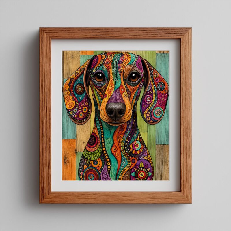 Dachshund Wall Art, Colorful Boho Dog