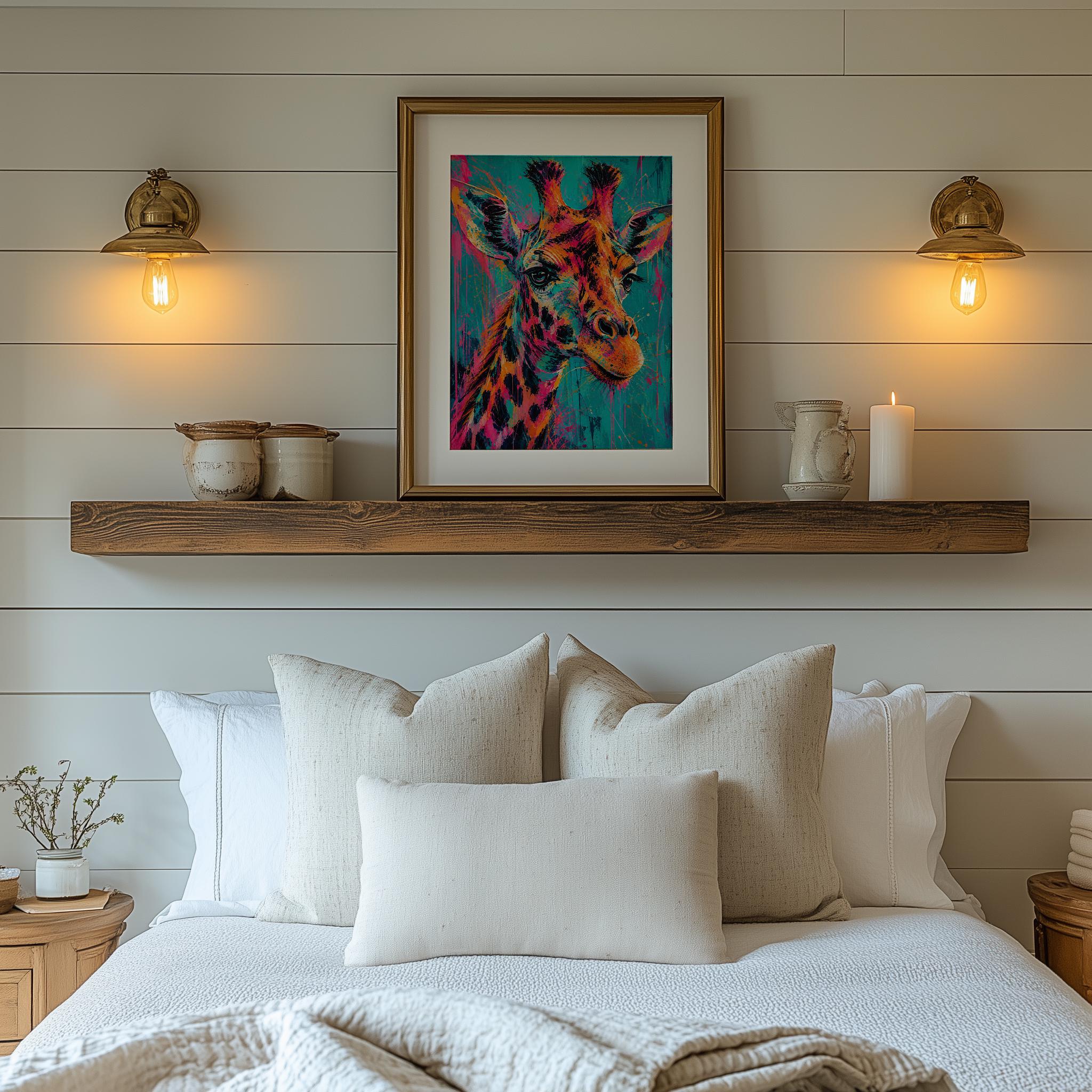 Vibrant Splatter Giraffe Framed Wall Art, Abstract Animal Print, Colorful Home Decor, Ready to Hang Pop Art Artwork, Modern Wall Art - Image 8