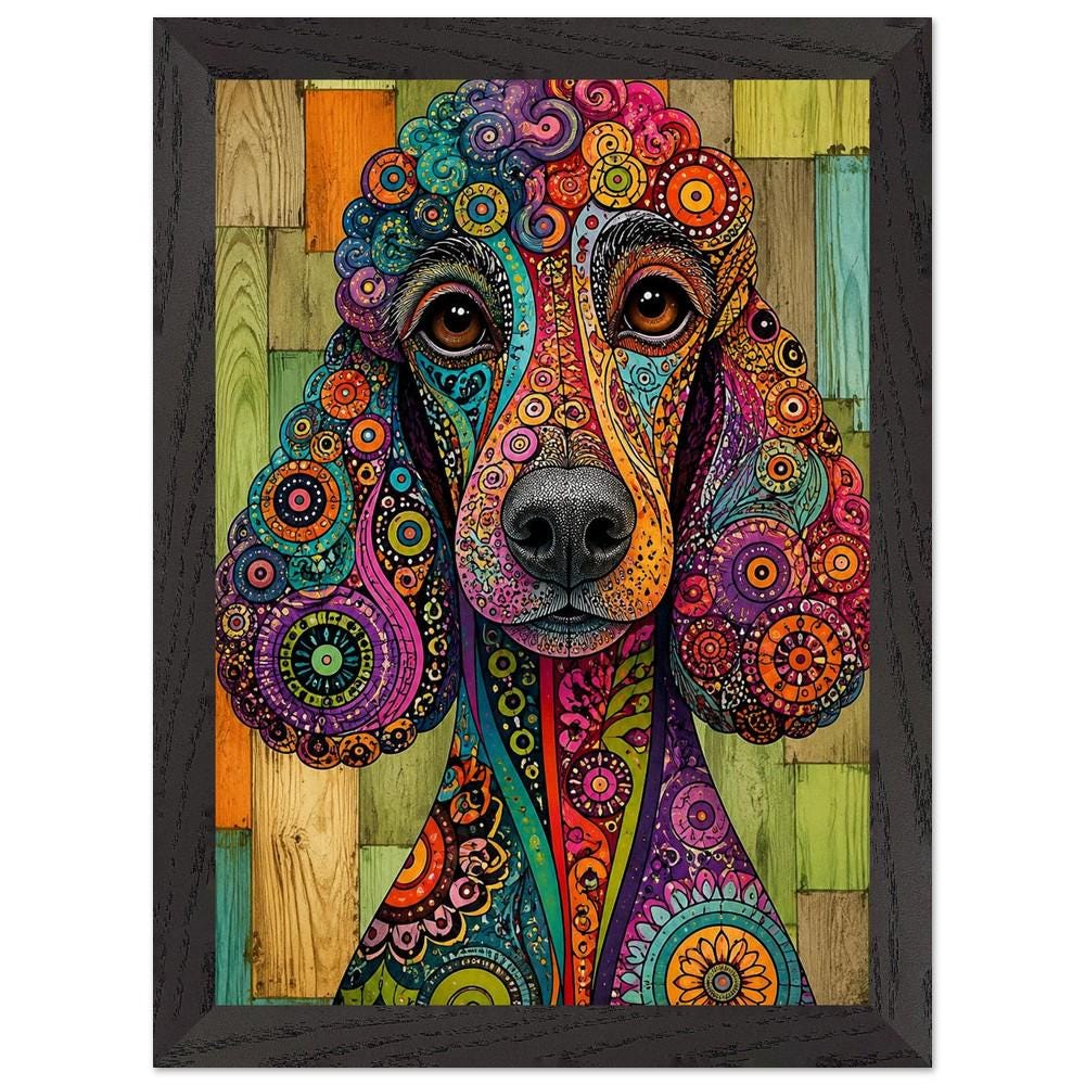 Poodle Wall Art, Colorful Boho Dog Print - Image 3