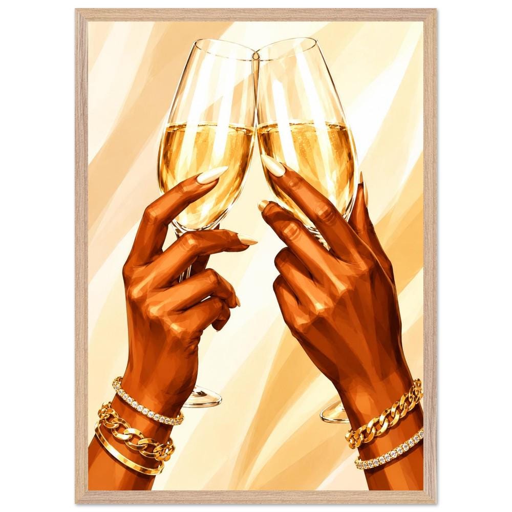 Champagne Toast Wall Art, Gold Celebration Print - Image 5