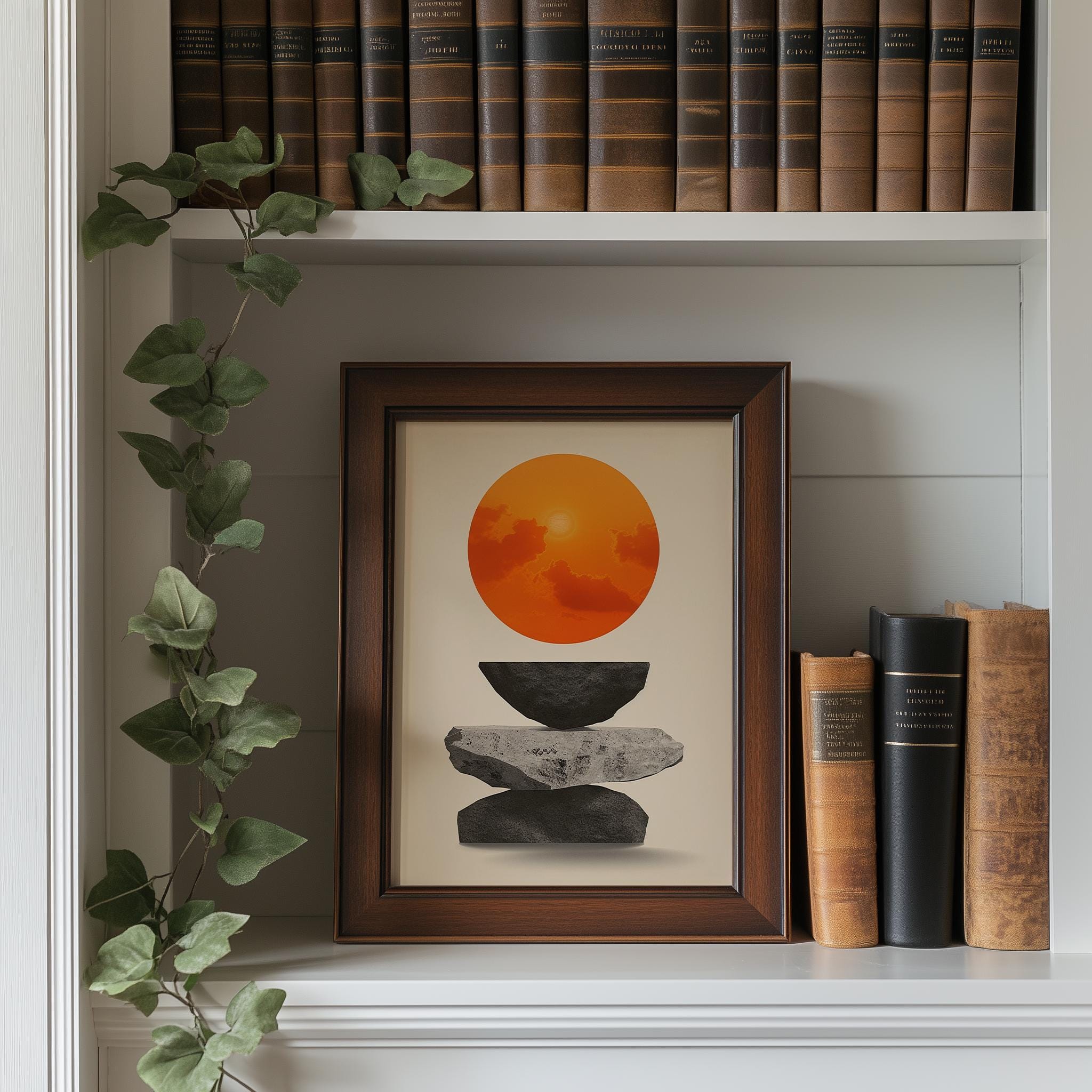 Zen Balance Sunset Fine Art Poster - Orange Sun and Stacked Stone & Radiant Sky - Image 5
