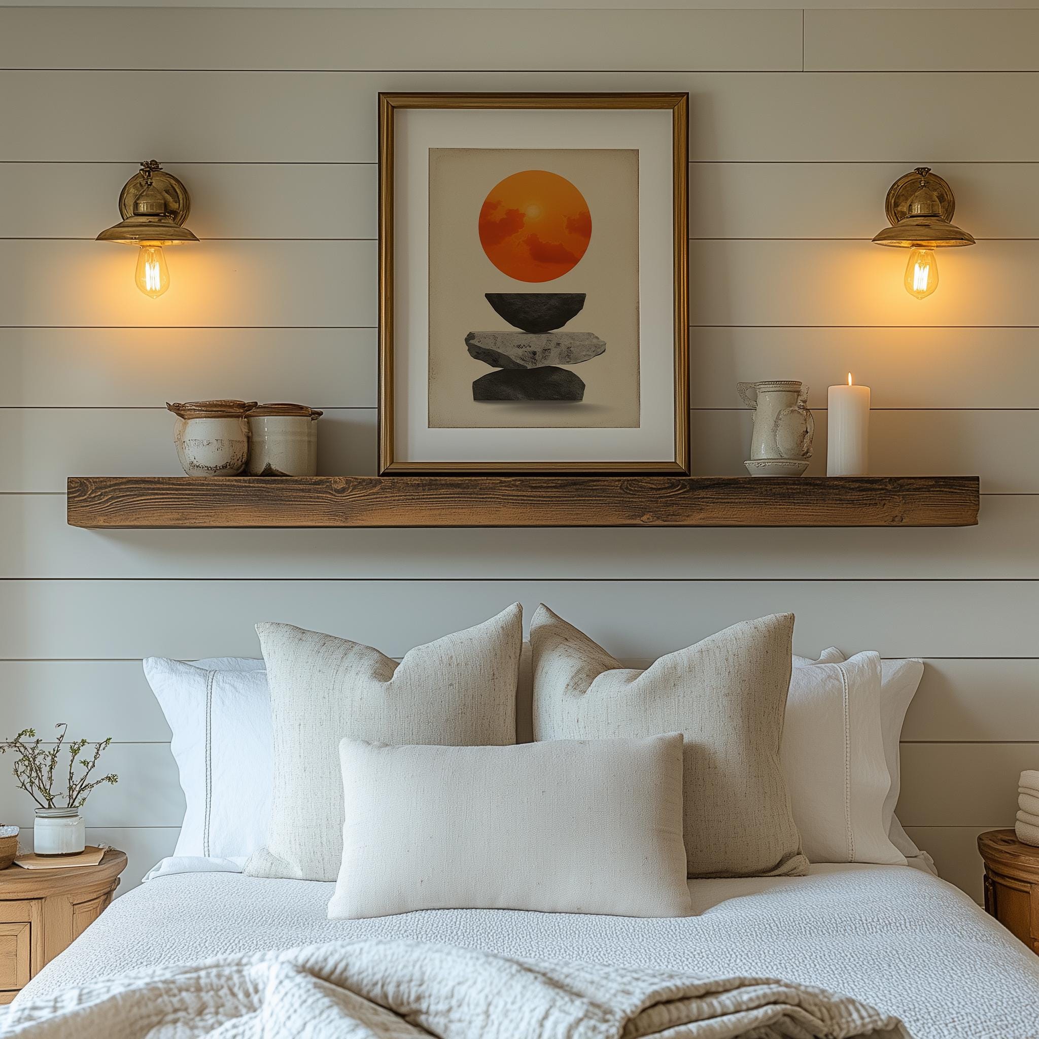 Zen Balance Sunset Fine Art Poster - Orange Sun and Stacked Stone & Radiant Sky - Image 7