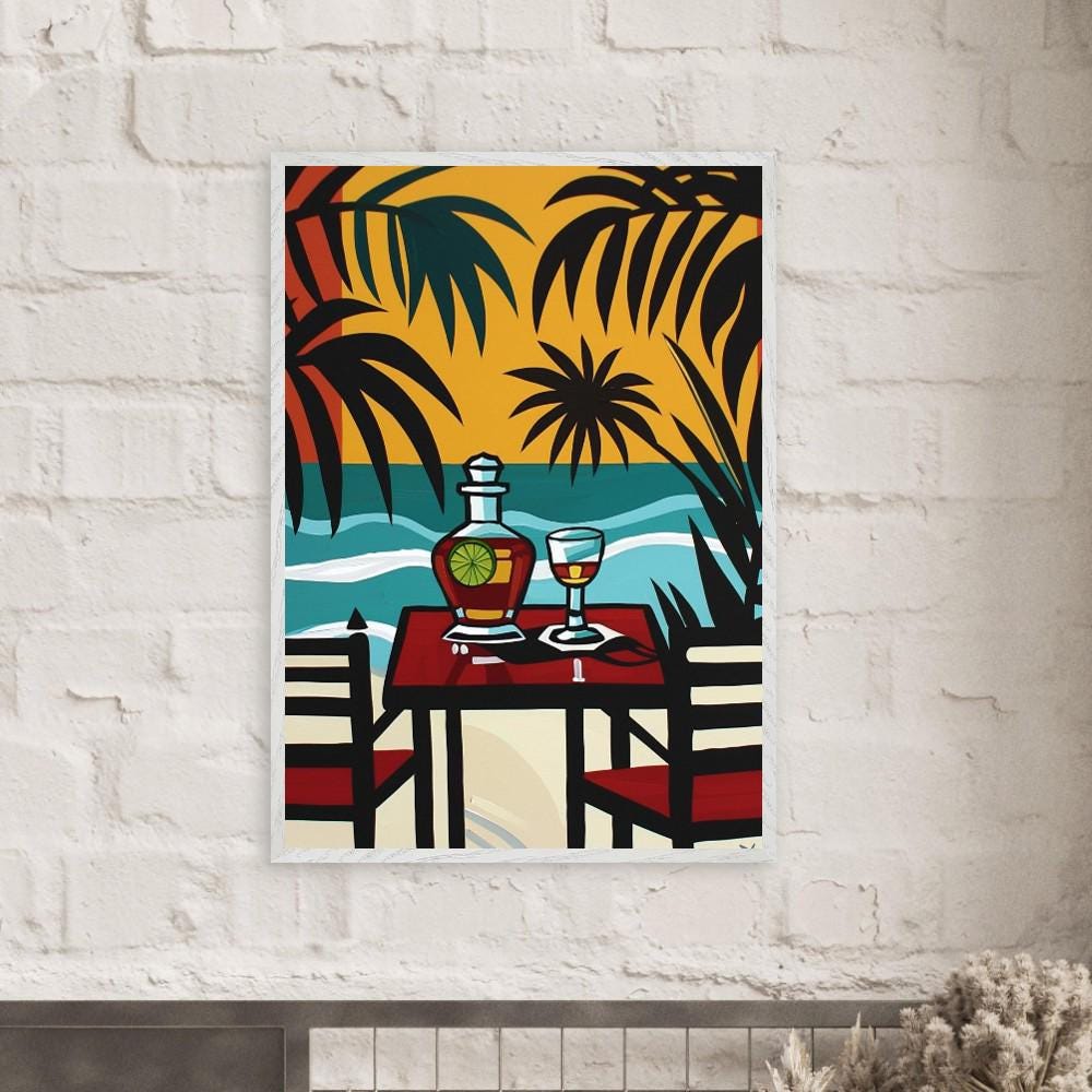 Tropical Sunset Cocktail Framed Wall Art – Retro-Inspired Beach Vibe for Your Home - Image 8
