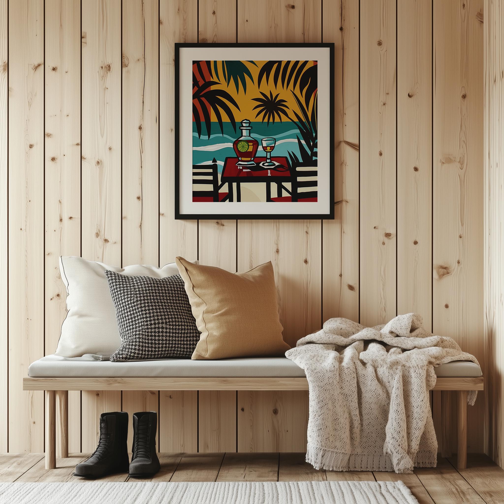Tropical Sunset Cocktail Framed Wall Art – Retro-Inspired Beach Vibe for Your Home - Image 10