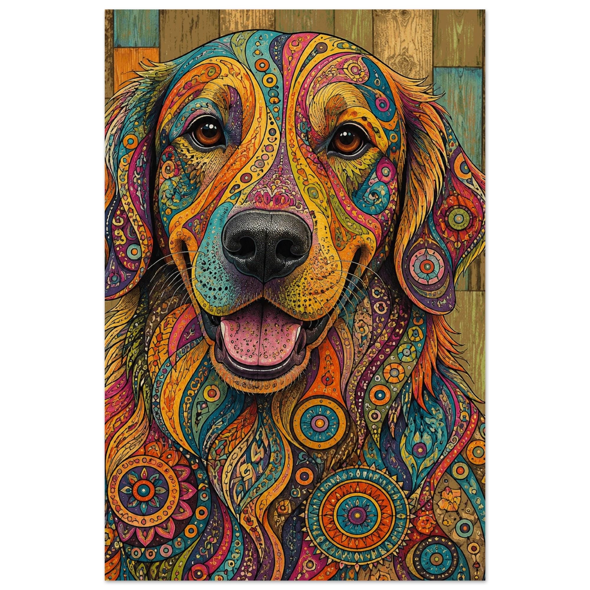 Mandala Golden Retriever Fine Art Poster - Vibrant Boho Dog Art - Image 2