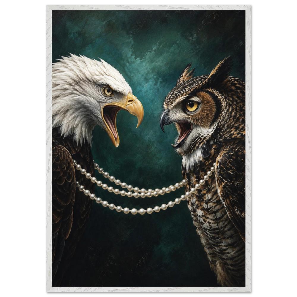 Eagle and Owl Wall Art, Dark Academia Wildlife Print - Image 3