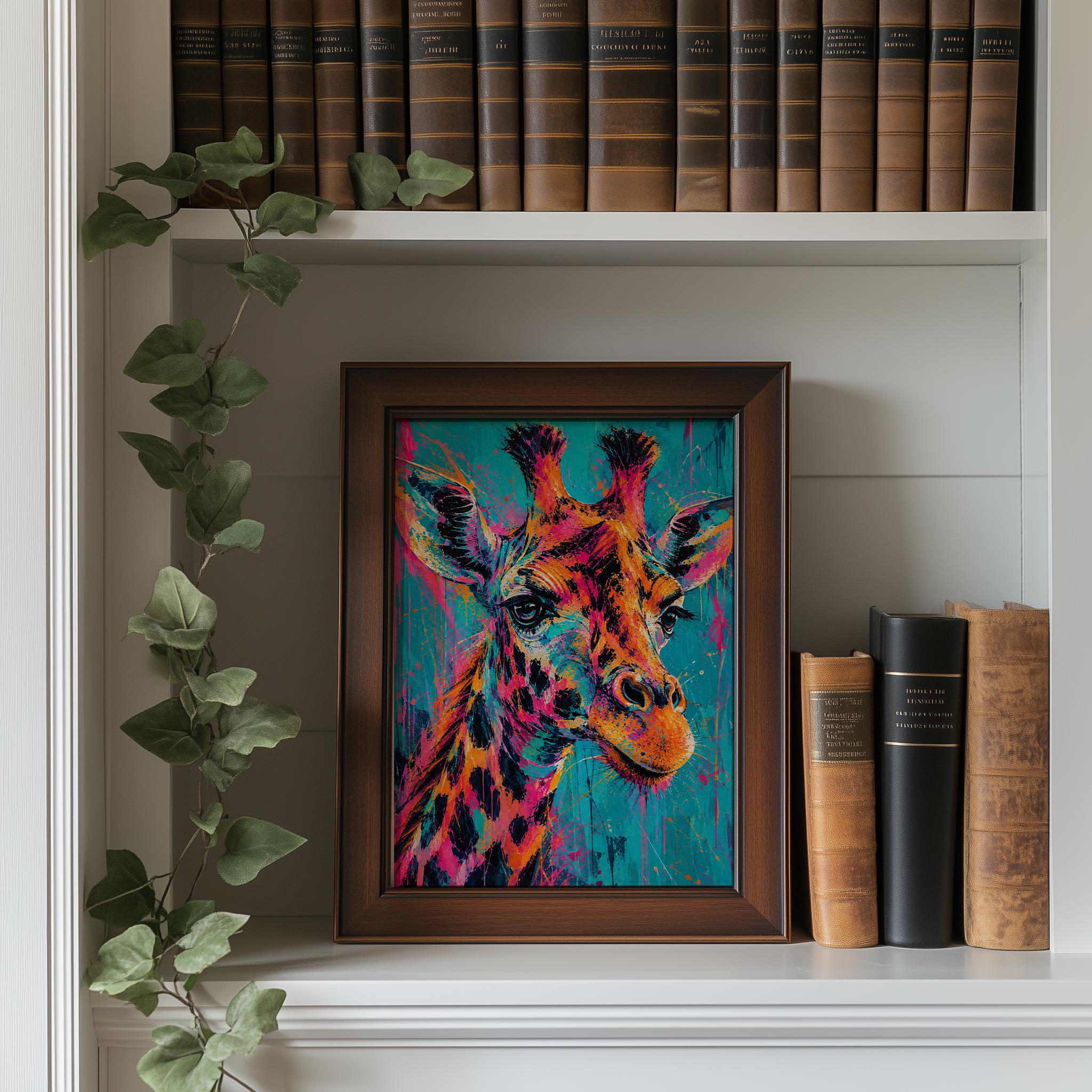 Vibrant Splatter Giraffe Framed Wall Art, Abstract Animal Print, Colorful Home Decor, Ready to Hang Pop Art Artwork, Modern Wall Art - Image 6