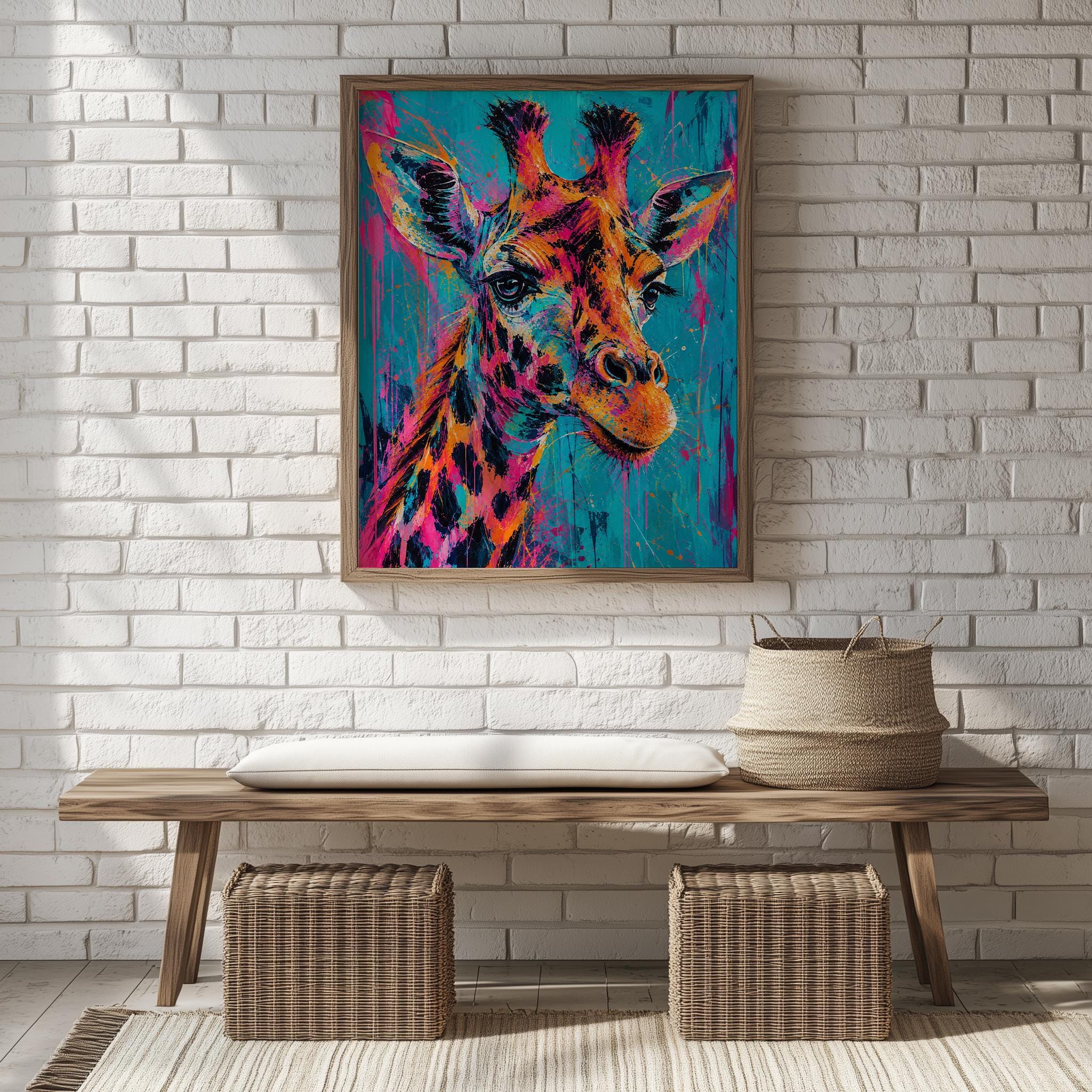 Vibrant Splatter Giraffe Framed Wall Art, Abstract Animal Print, Colorful Home Decor, Ready to Hang Pop Art Artwork, Modern Wall Art - Image 10