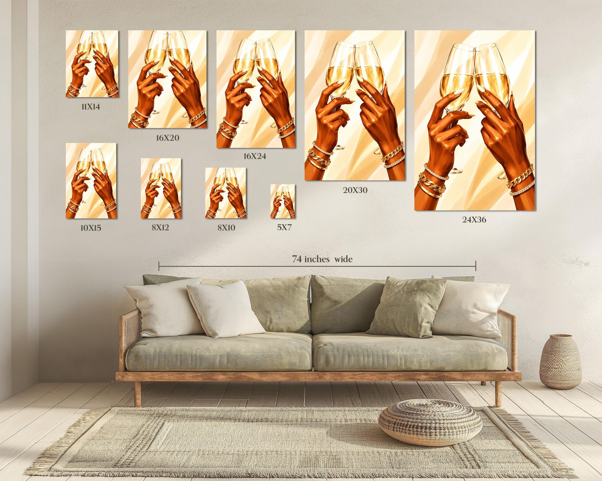 Champagne Toast Wall Art, Gold Celebration Print - Image 10