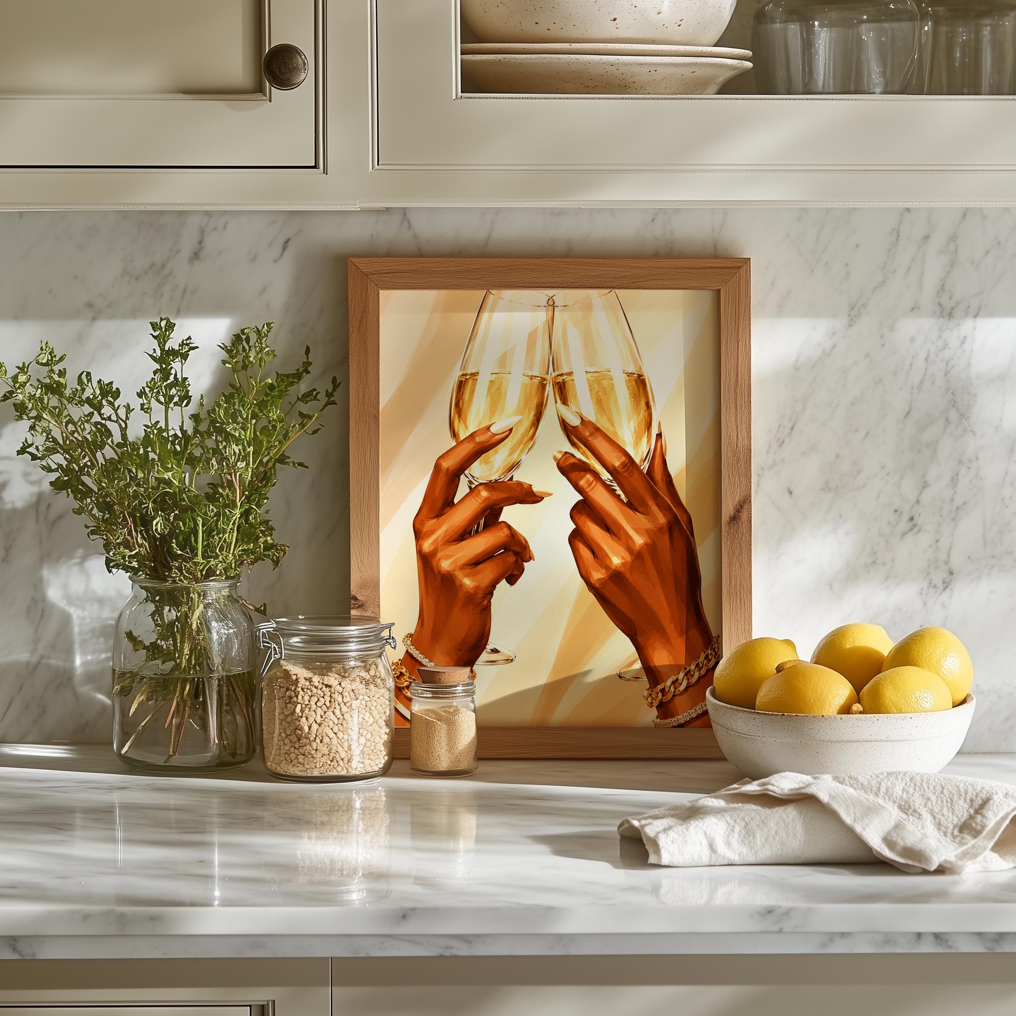 Champagne Toast Wall Art, Gold Celebration Print - Image 3