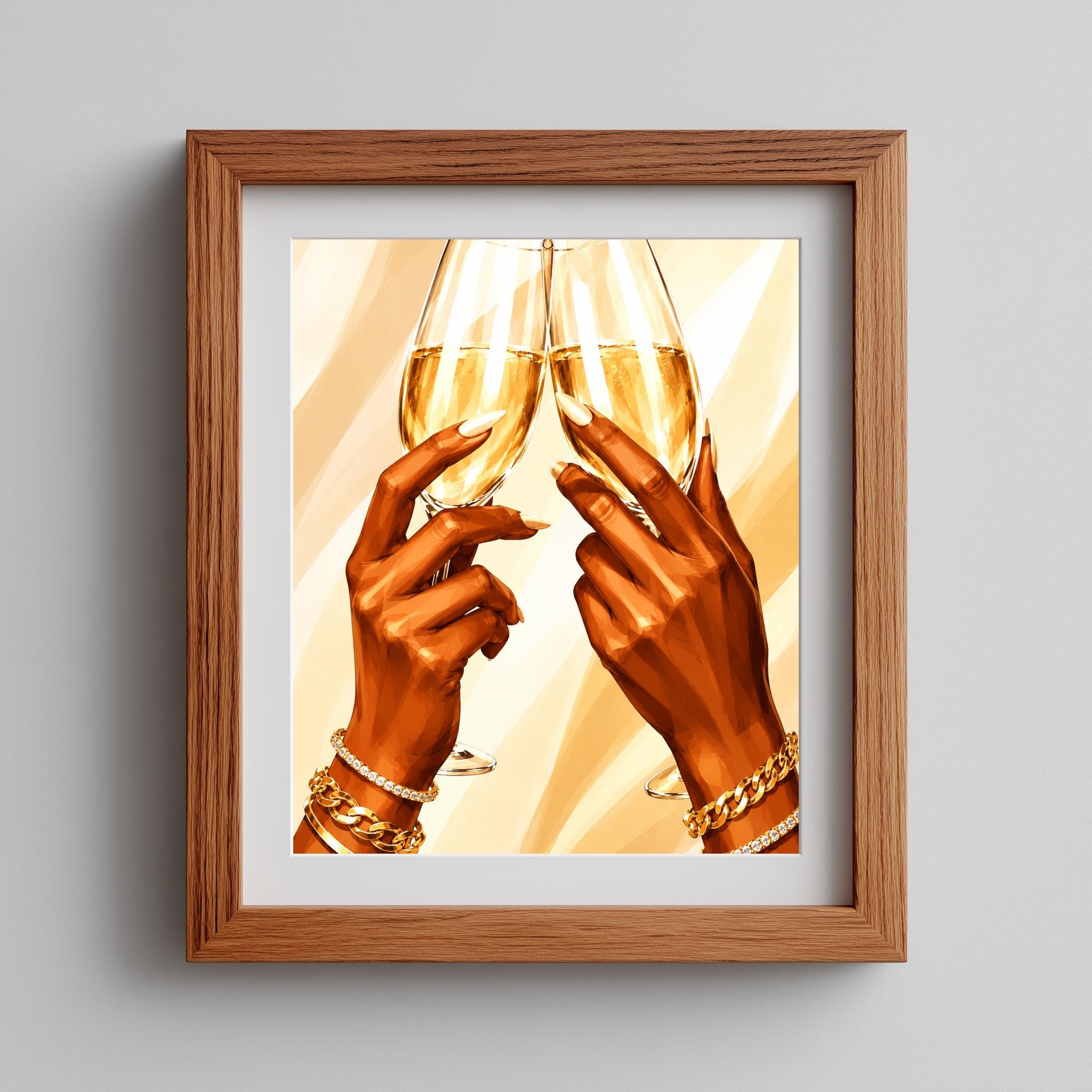 Champagne Toast Wall Art, Gold Celebration Print - Image 2