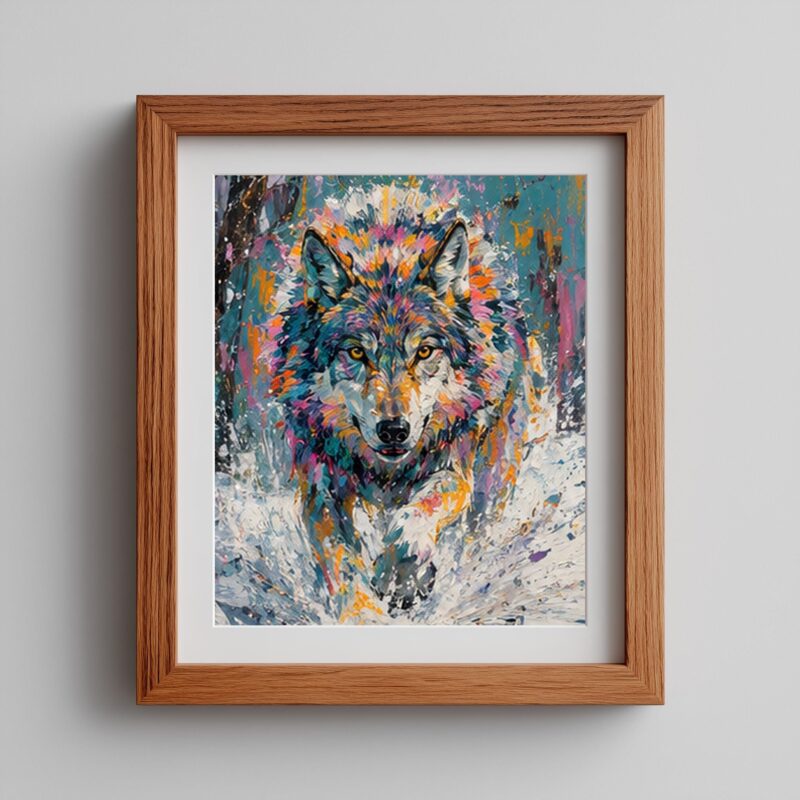 Abstract Spirit Wolf - Vibrant Expressionist Wildlife Print