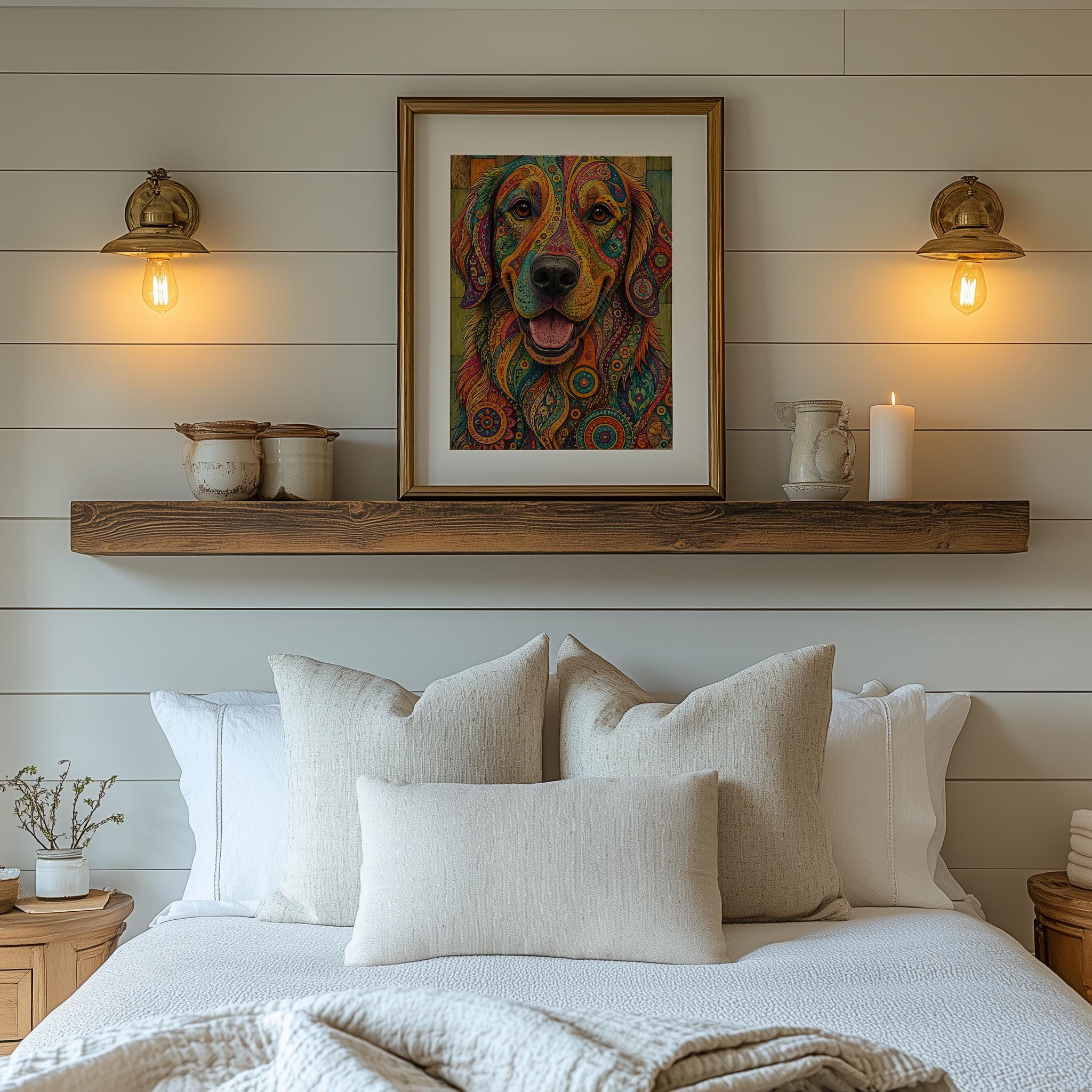 Mandala Golden Retriever Fine Art Poster - Vibrant Boho Dog Art - Image 10