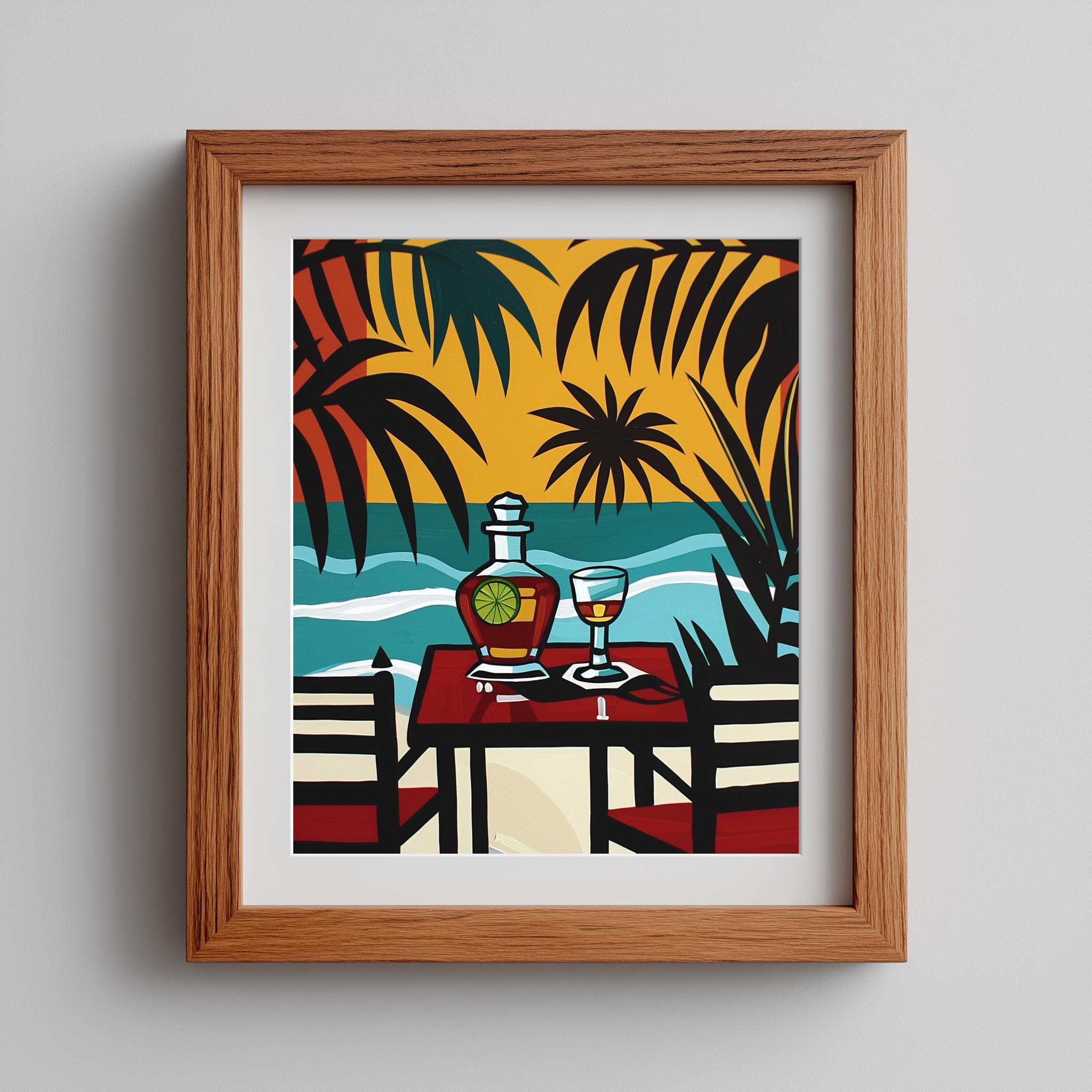 Tropical Sunset Cocktail Framed Wall Art – Retro-Inspired Beach Vibe for Your Home - Image 3