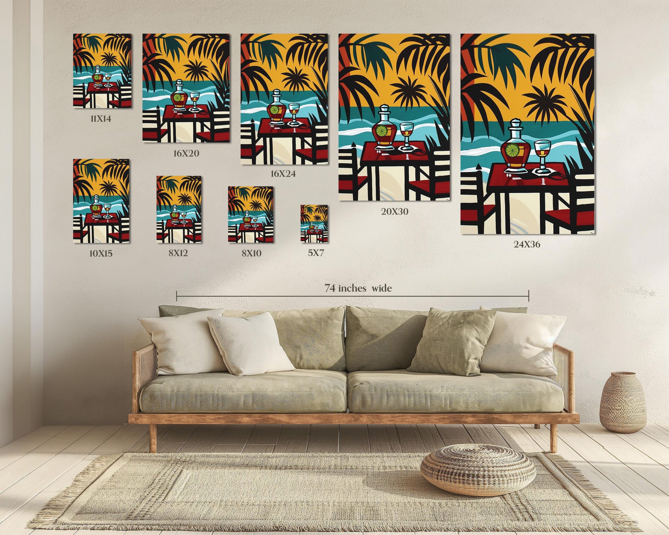 Tropical Sunset Cocktail Framed Wall Art – Retro-Inspired Beach Vibe for Your Home - Image 2