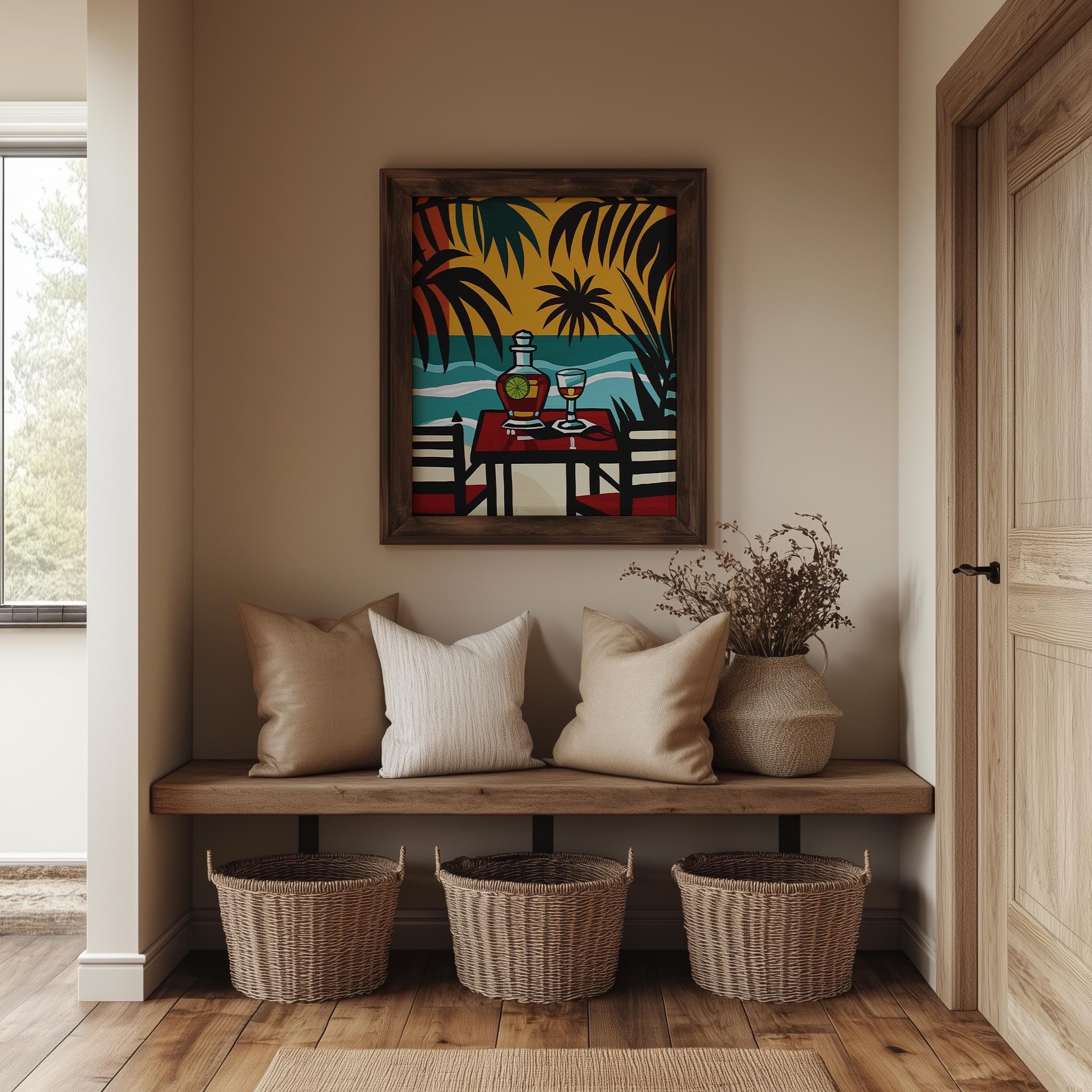 Tropical Sunset Cocktail Framed Wall Art – Retro-Inspired Beach Vibe for Your Home - Image 9