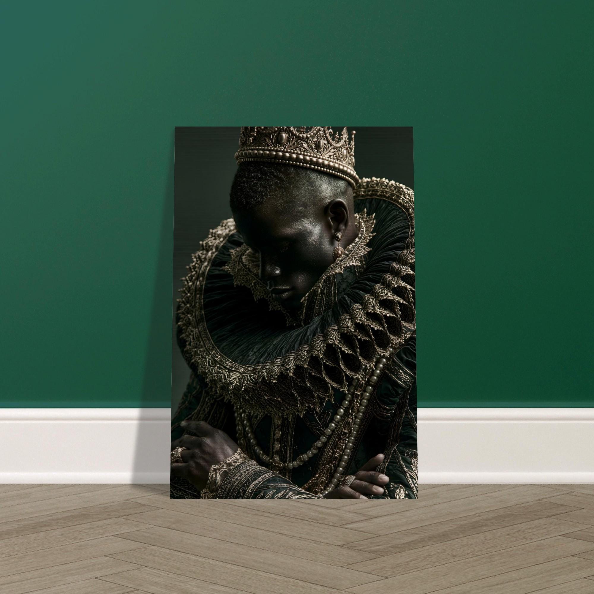 Regal Emerald Gold Portrait Art Poster – Dark Royal Renaissance Style Print - Image 8