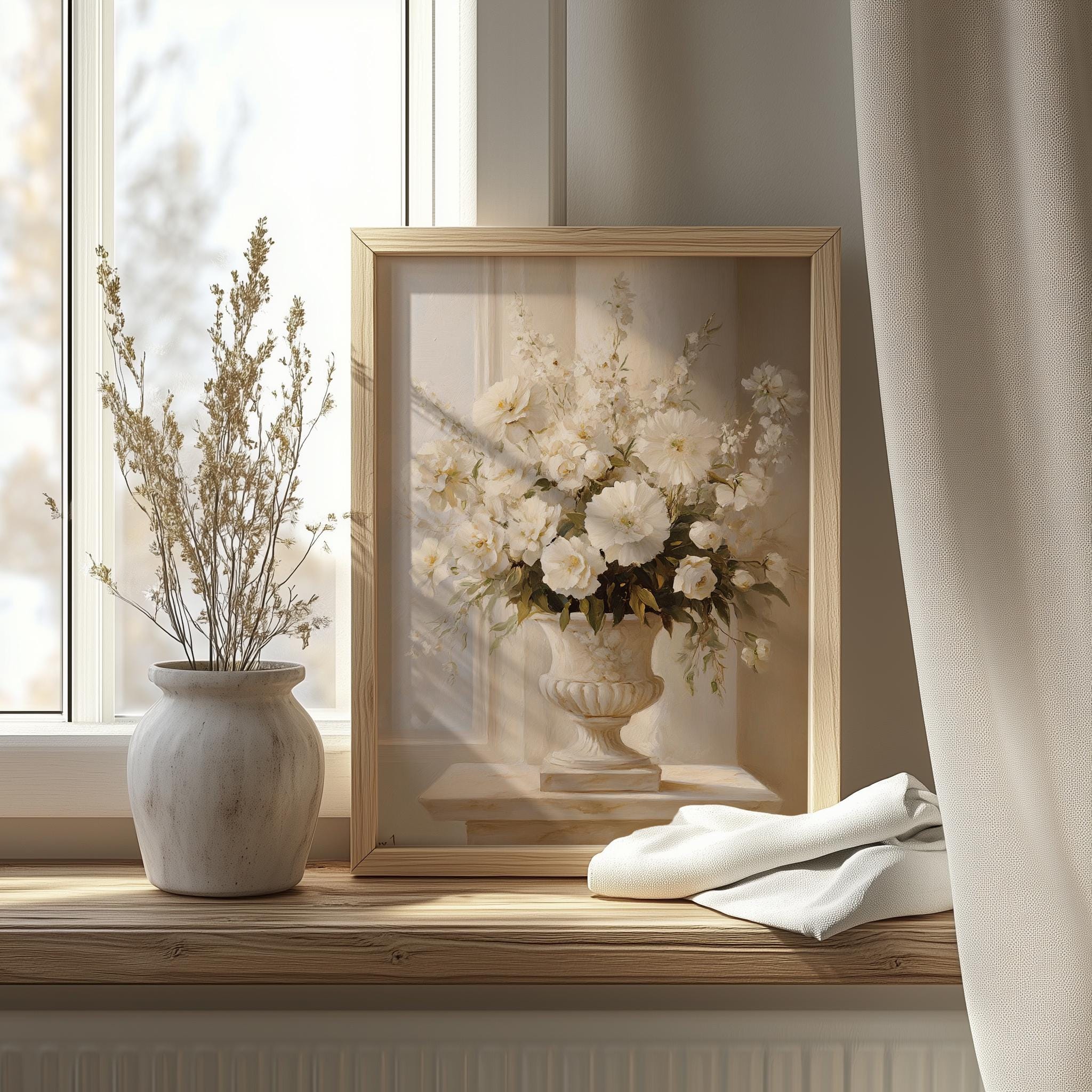 Classic White Floral Still Life Fine Art Poster - A Timeless Elegance in Various Sizes - Image 9