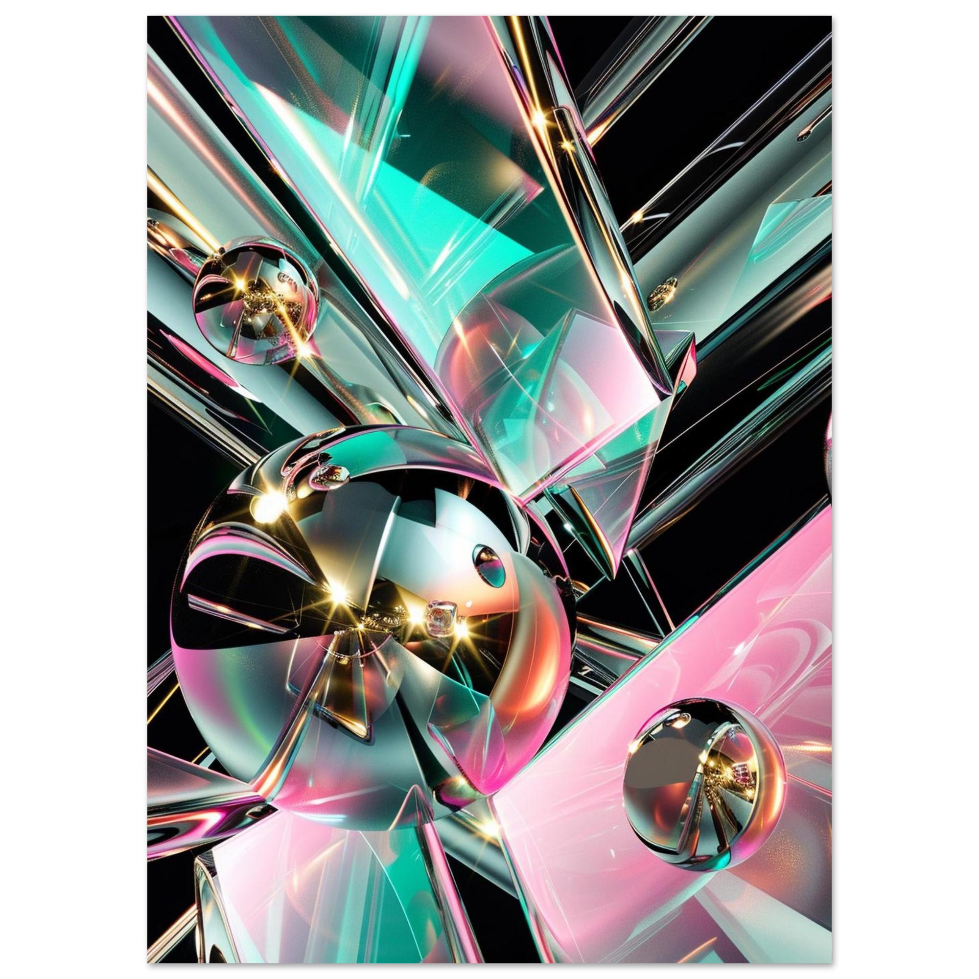 Iridescent Abstract Wall Art, Teal and Pink Geometric Print for Modern Interiors - Image 6