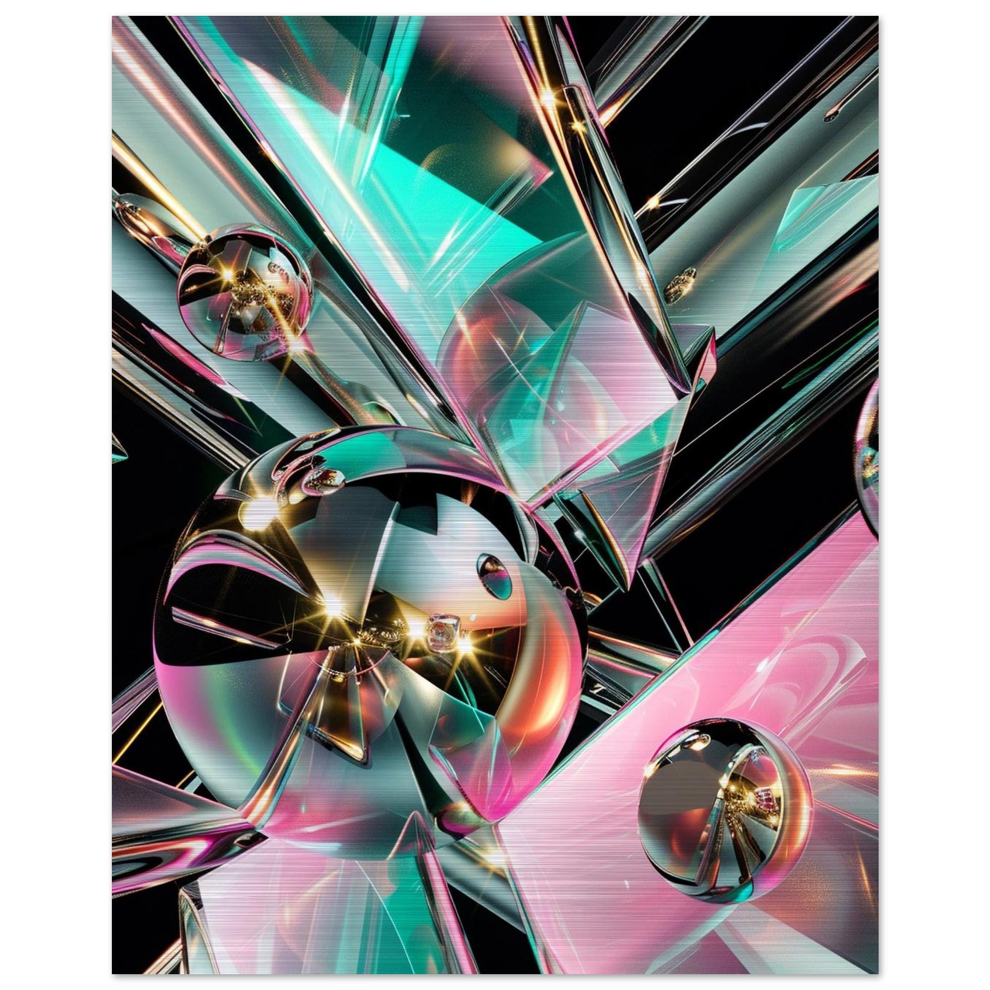 Iridescent Abstract Wall Art, Teal and Pink Geometric Print for Modern Interiors - Image 7