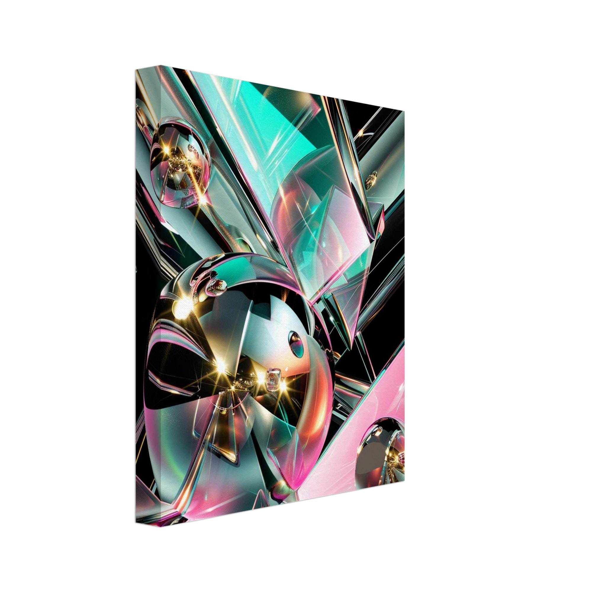 Iridescent Abstract Wall Art, Teal and Pink Geometric Print for Modern Interiors - Image 9