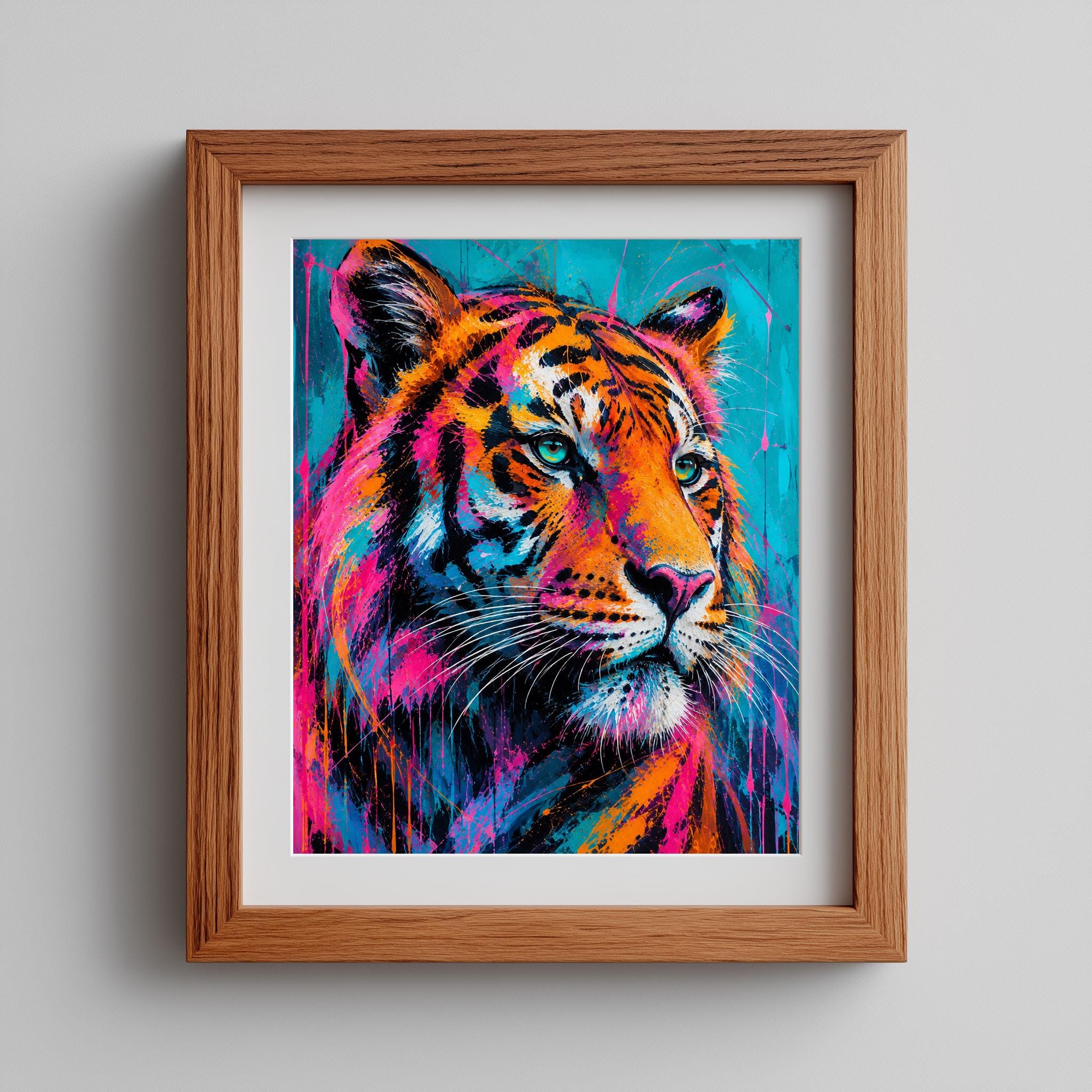 Neon Tiger Wall Art, Colourful Pop Art Wildlife Print for Modern Interiors - Image 2