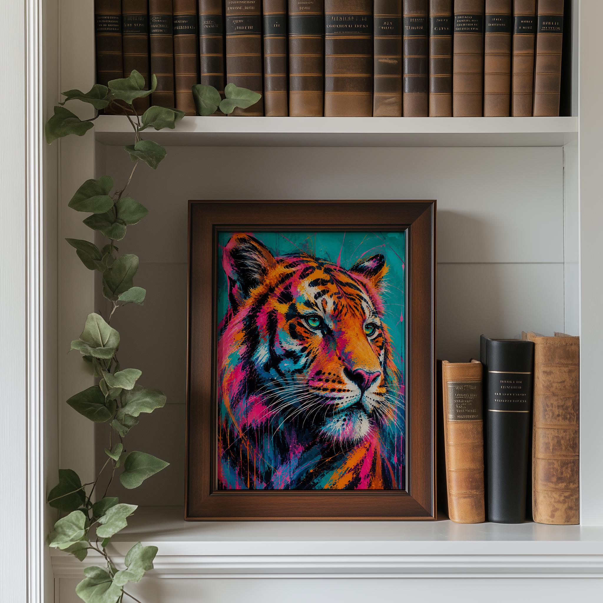 Neon Tiger Wall Art, Colourful Pop Art Wildlife Print for Modern Interiors - Image 8
