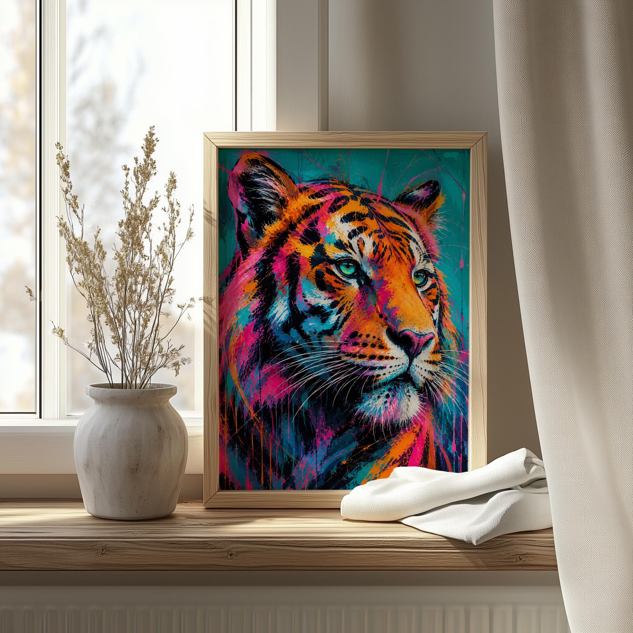 Neon Tiger Wall Art, Colourful Pop Art Wildlife Print for Modern Interiors - Image 10