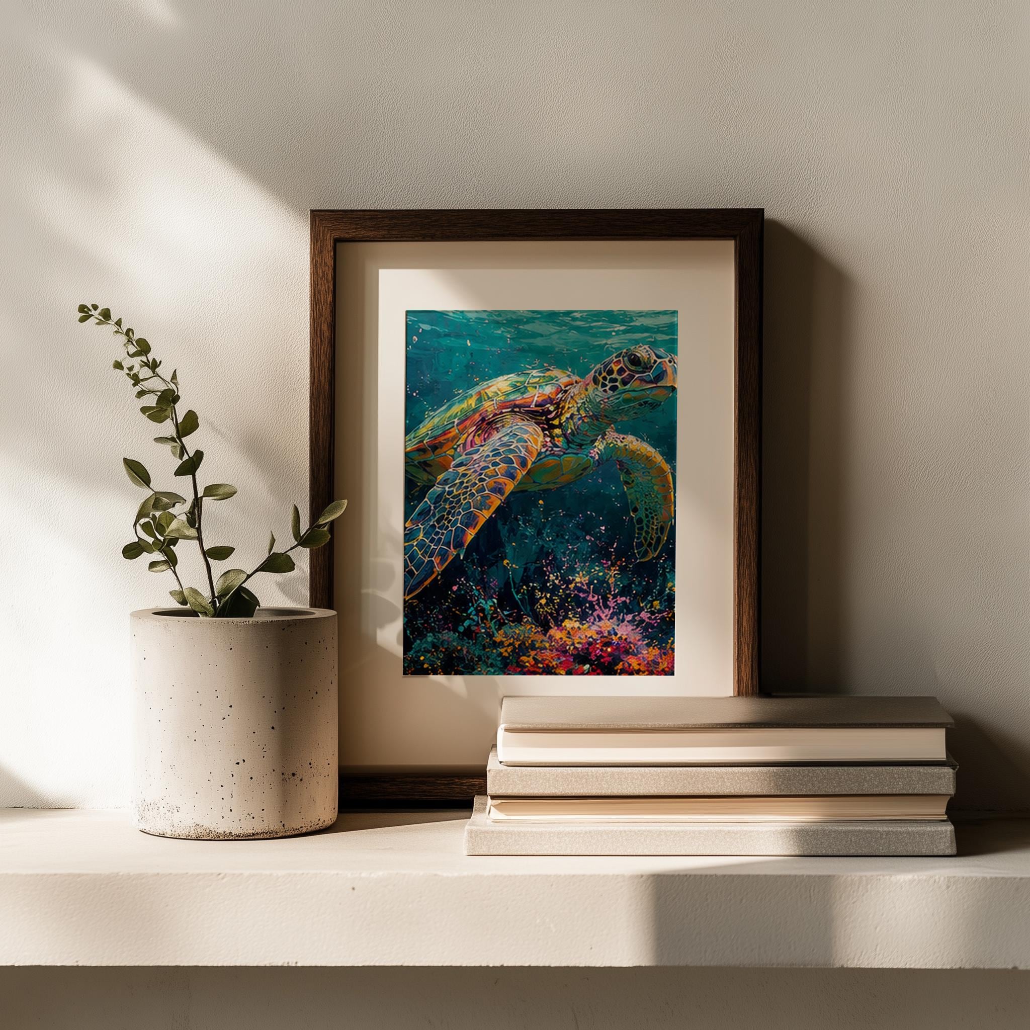 Sea Turtle Wall Art, Colourful Ocean Wildlife Print for Coastal Interiors - Image 3
