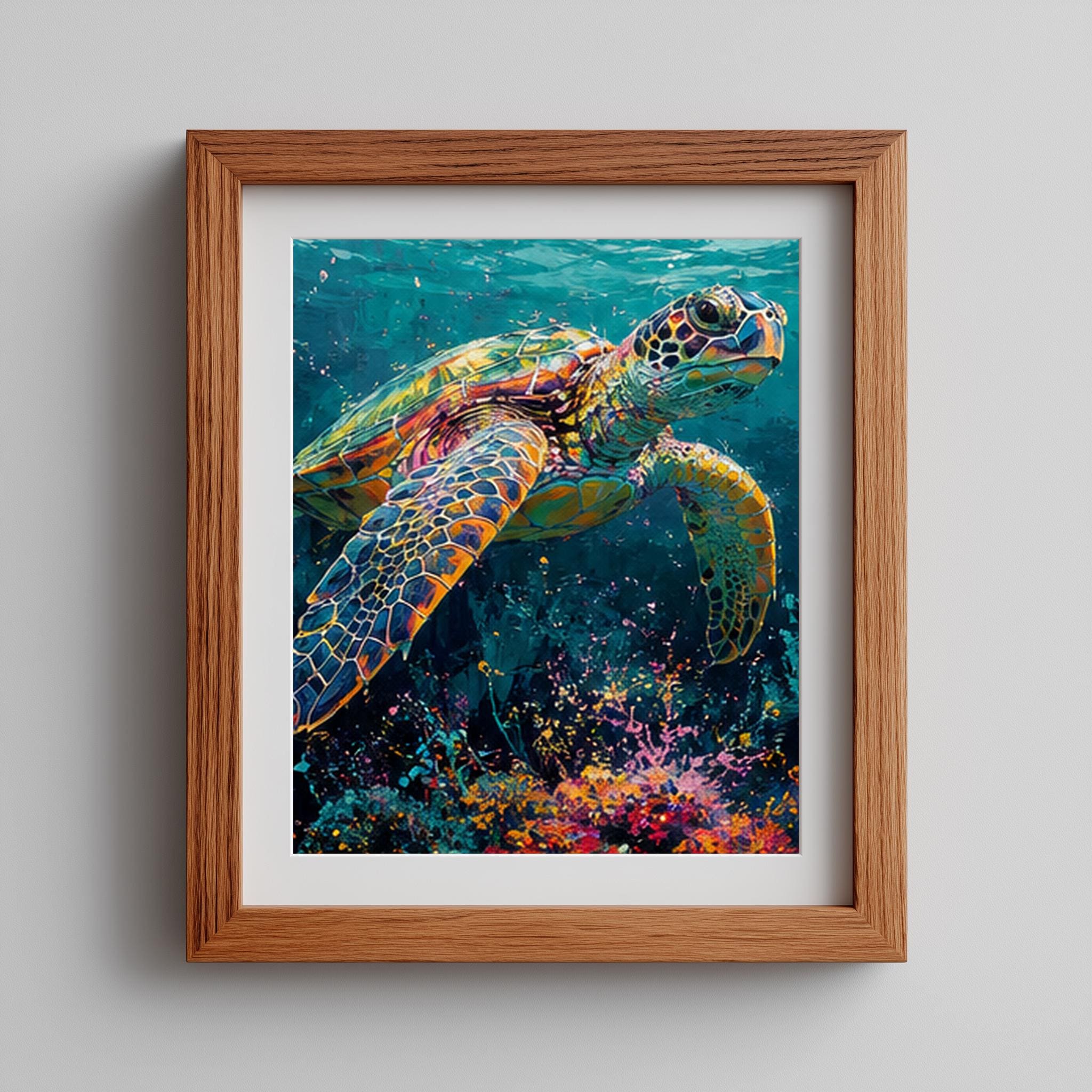 Sea Turtle Wall Art, Colourful Ocean Wildlife Print for Coastal Interiors - Image 2
