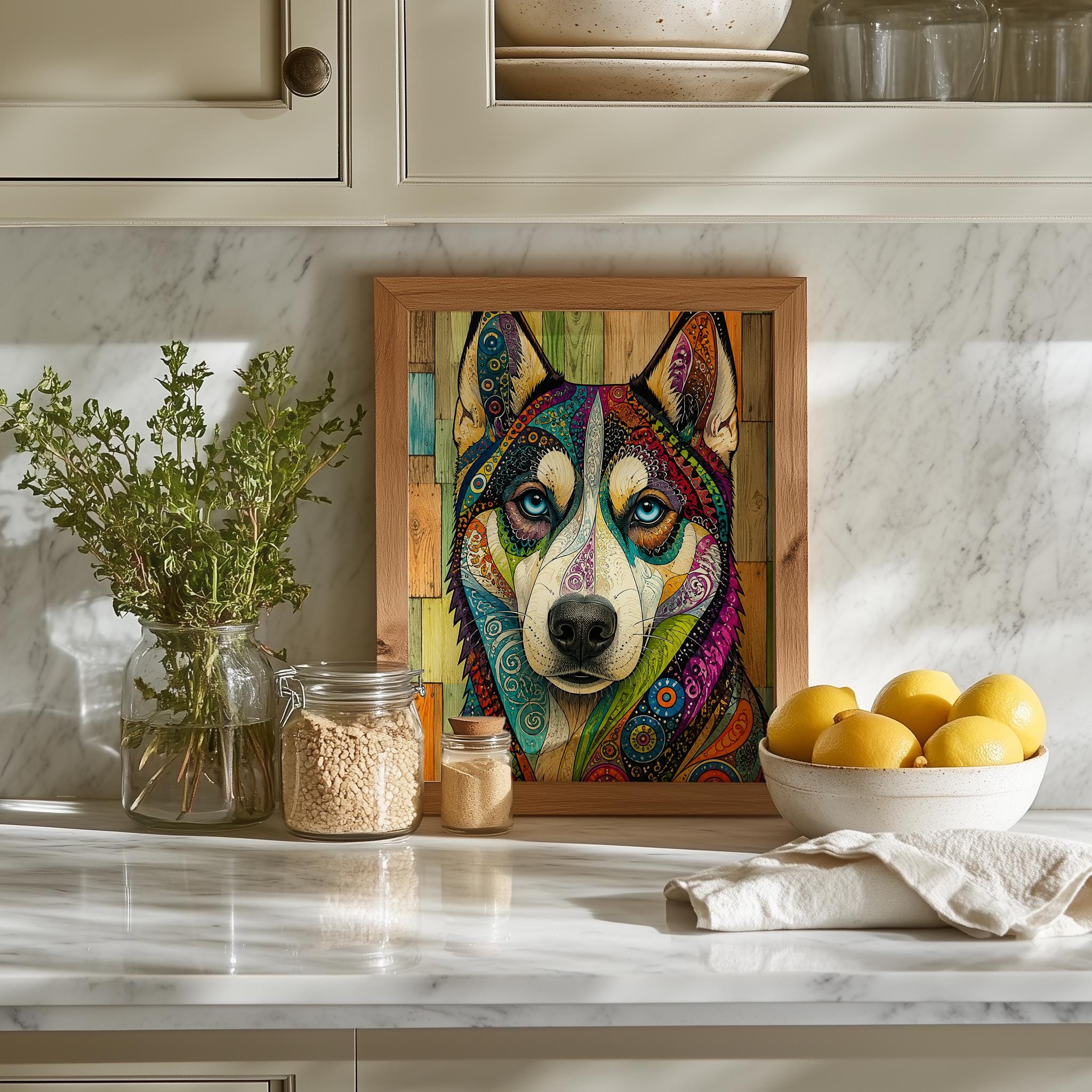 Psychedelic Husky Wall Art, Colourful Boho Dog Print for Modern Interiors - Image 10