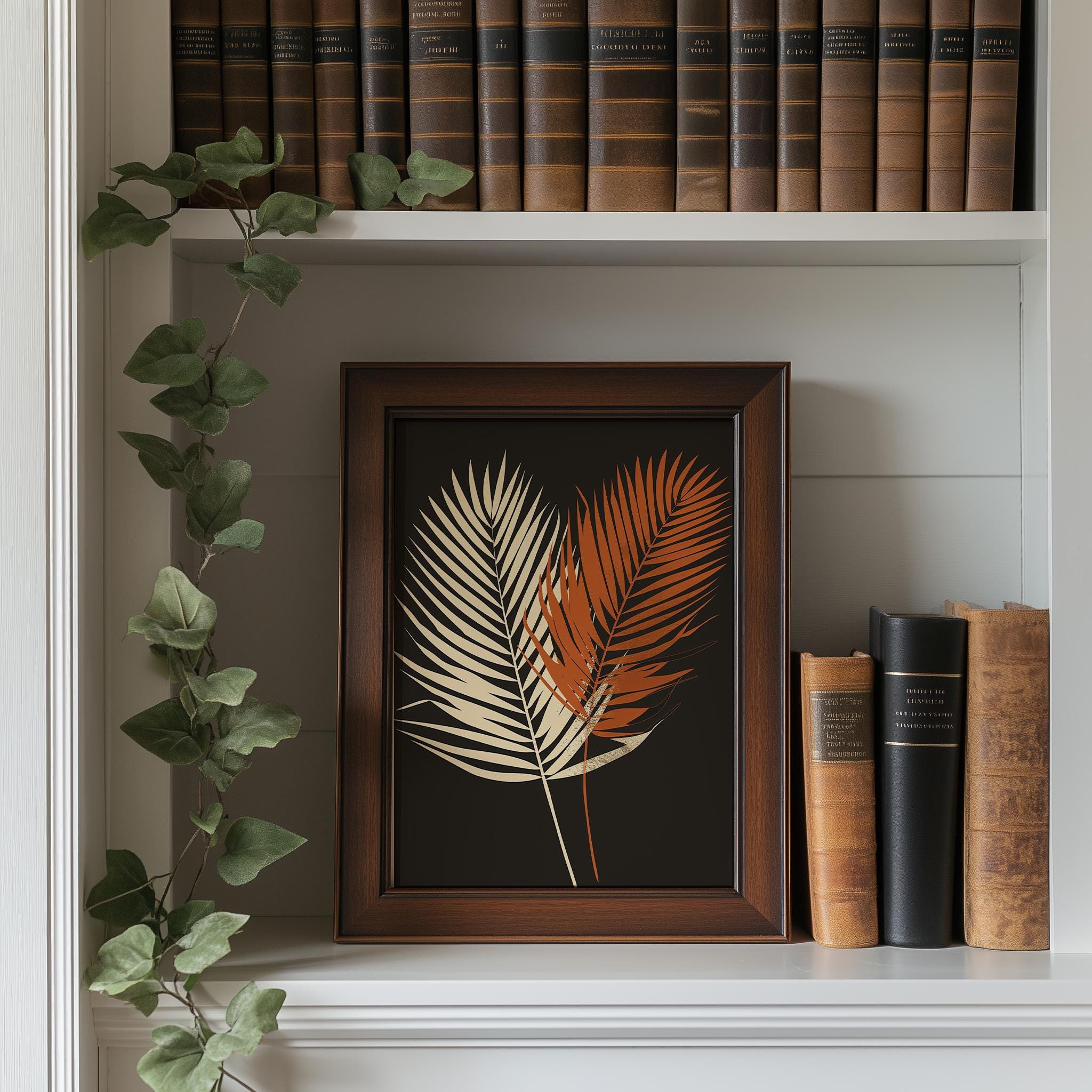 Terracotta Palm Leaf Wall Art, Minimalist Botanical Print, Framed, Acrylic or Aluminium - Image 5