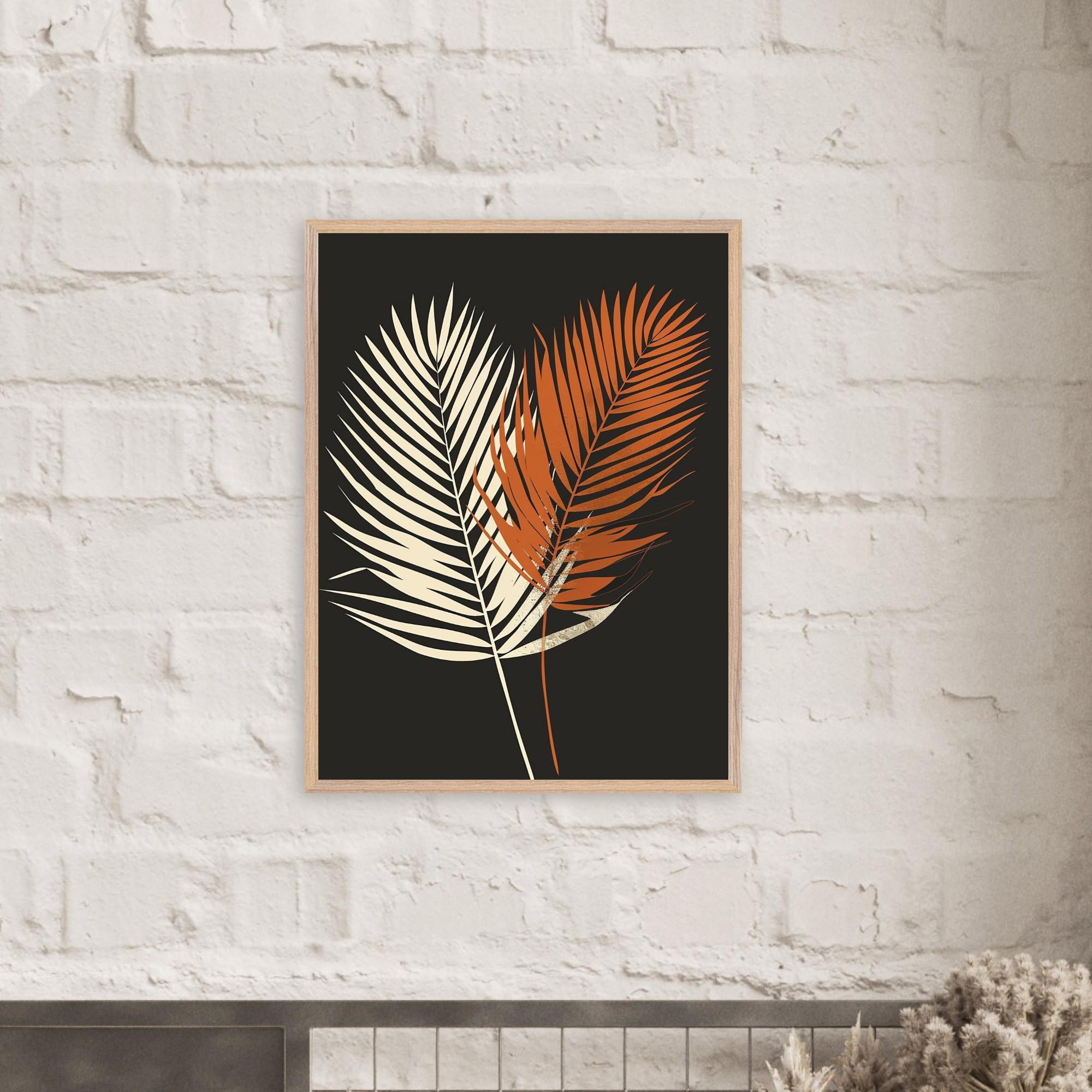 Terracotta Palm Leaf Wall Art, Minimalist Botanical Print, Framed, Acrylic or Aluminium - Image 2