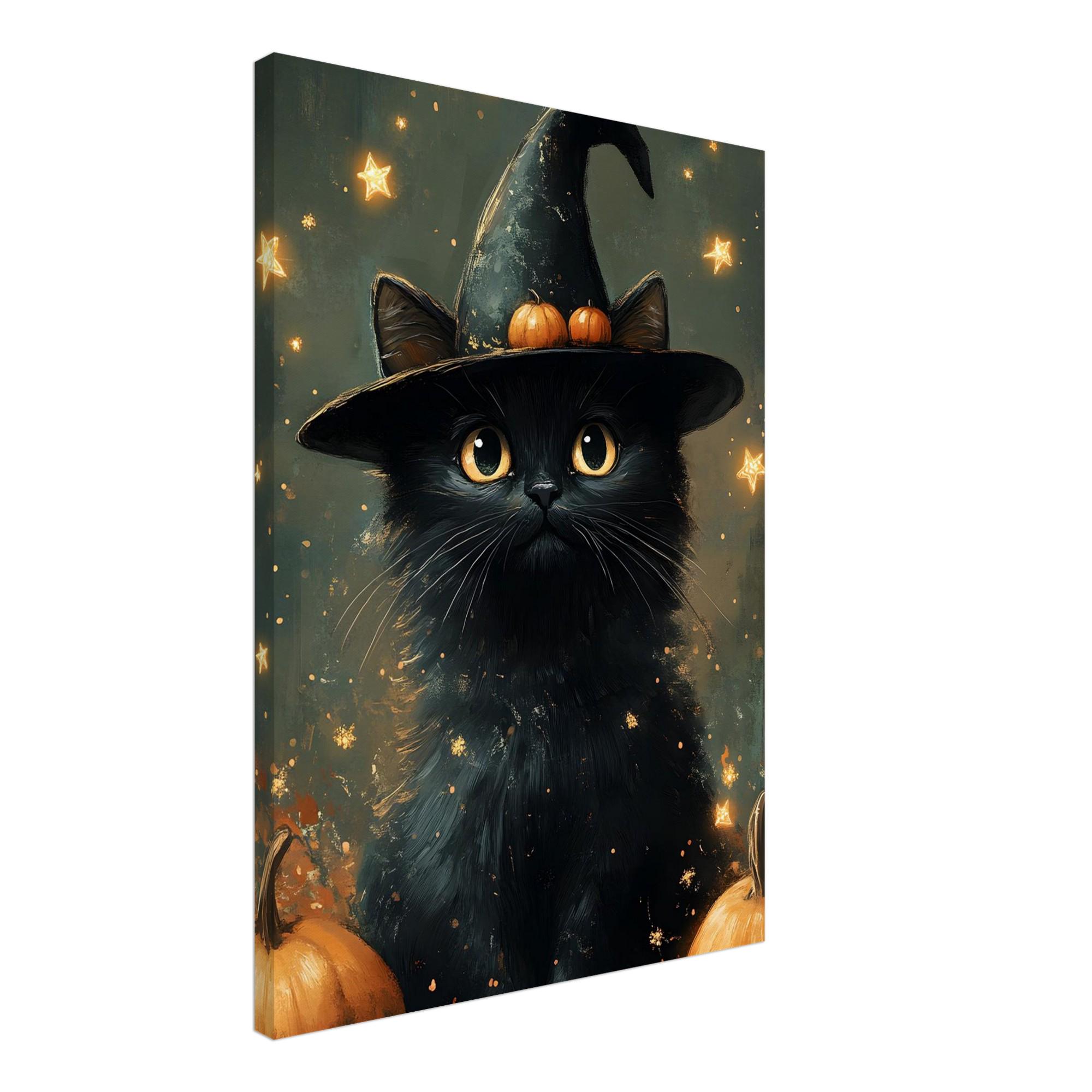 Black Cat Witch Wall Art, Whimsical Halloween Framed Print - Image 3