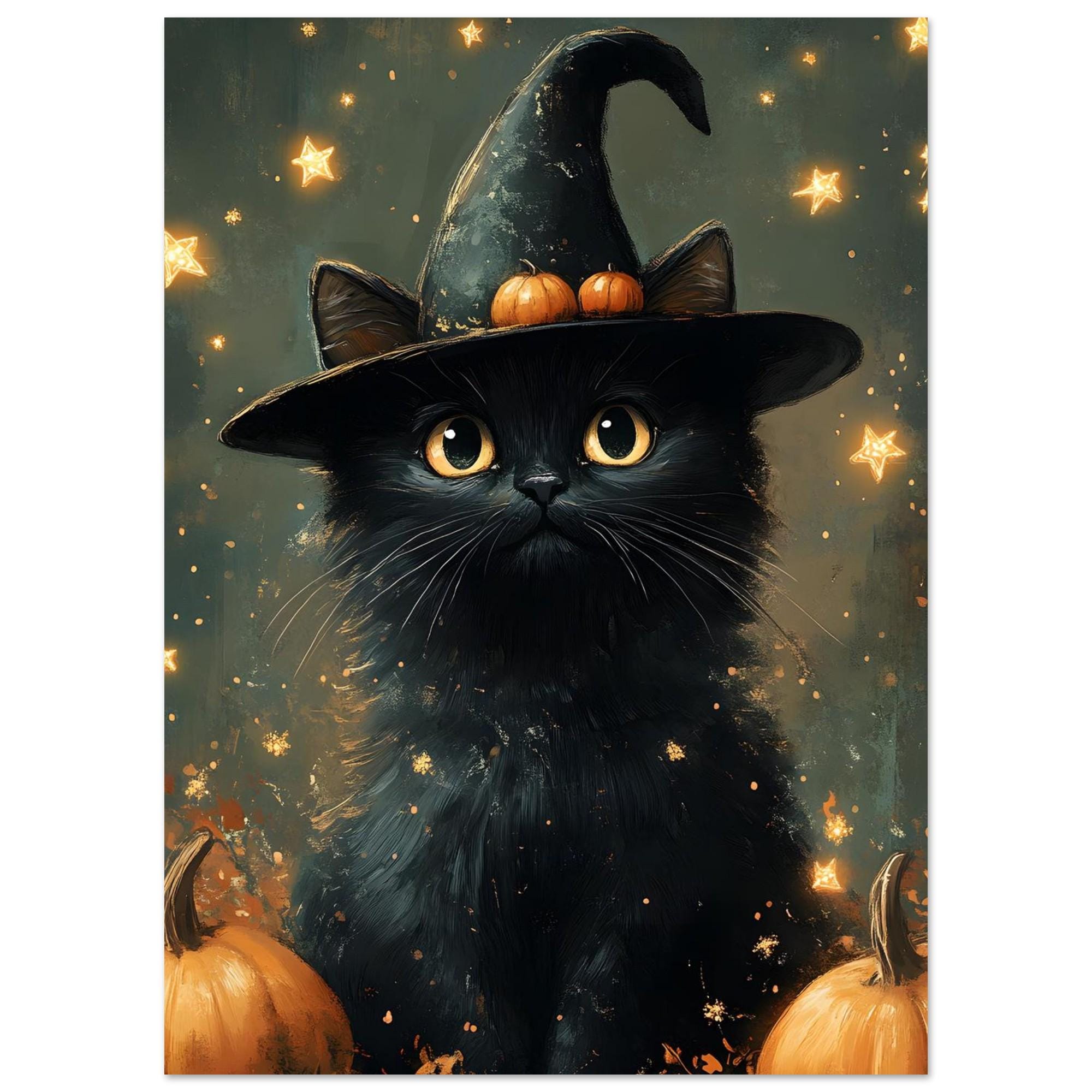 Black Cat Witch Wall Art, Whimsical Halloween Framed Print - Image 4