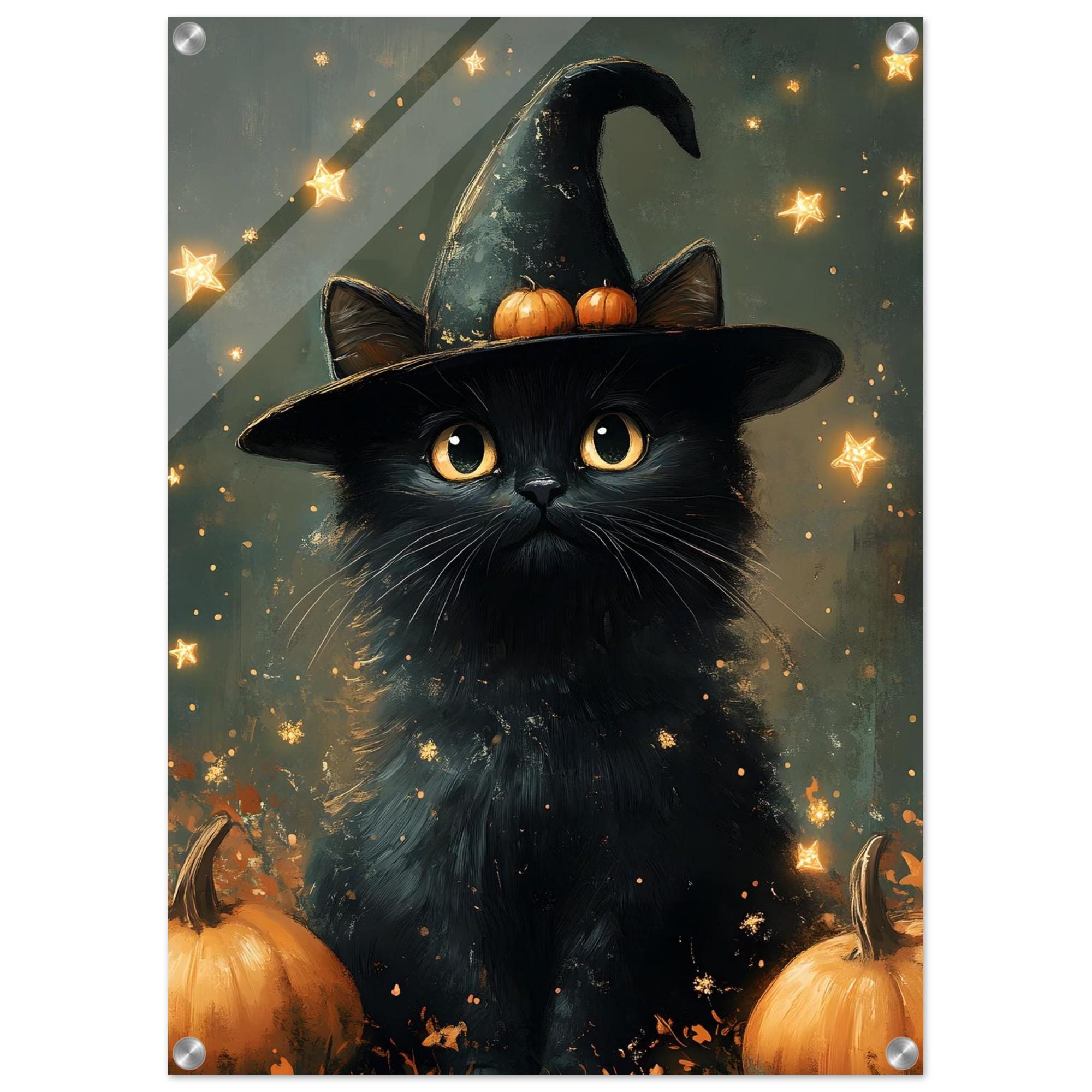 Black Cat Witch Wall Art, Whimsical Halloween Framed Print - Image 5