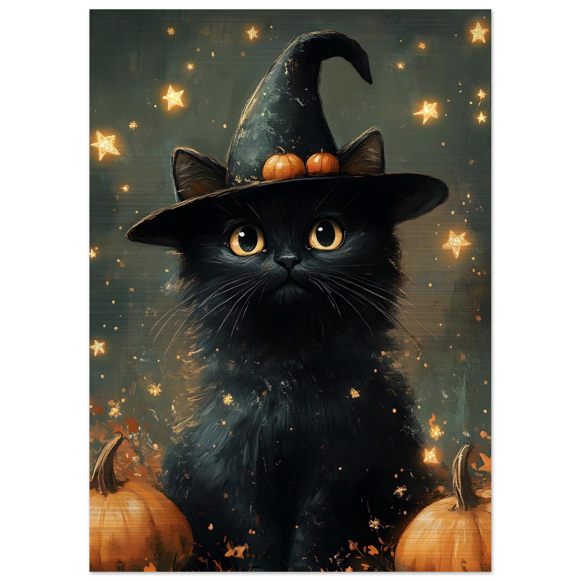 Black Cat Witch Wall Art, Whimsical Halloween Framed Print - Image 6