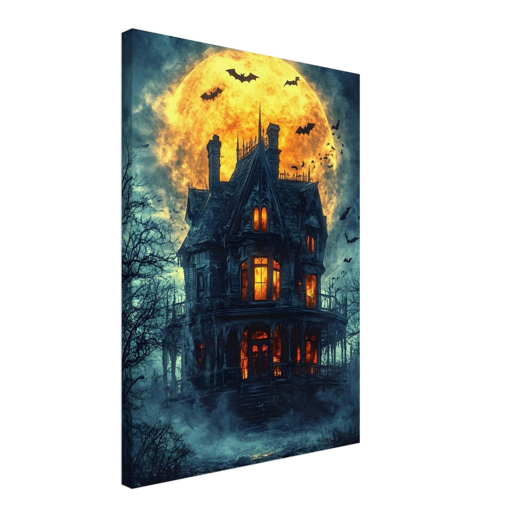 Haunted Mansion Wall Art, Full Moon Gothic Print, Dark Halloween Decor - Image 4