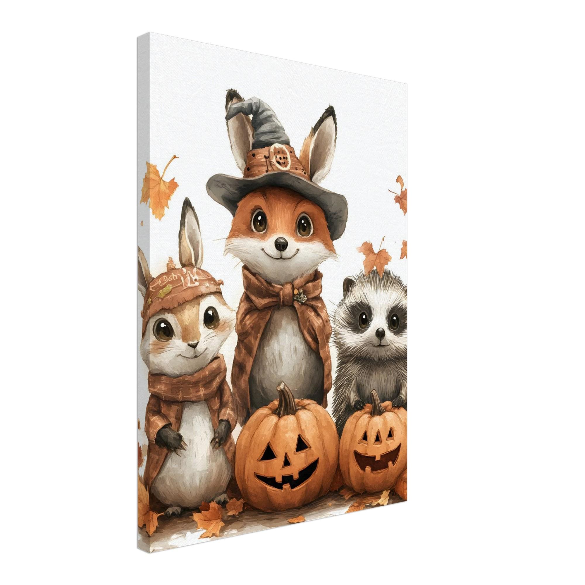 Woodland Animal Wall Art, Cute Halloween Print, Whimsical Autumn Nursery Decor - Image 4