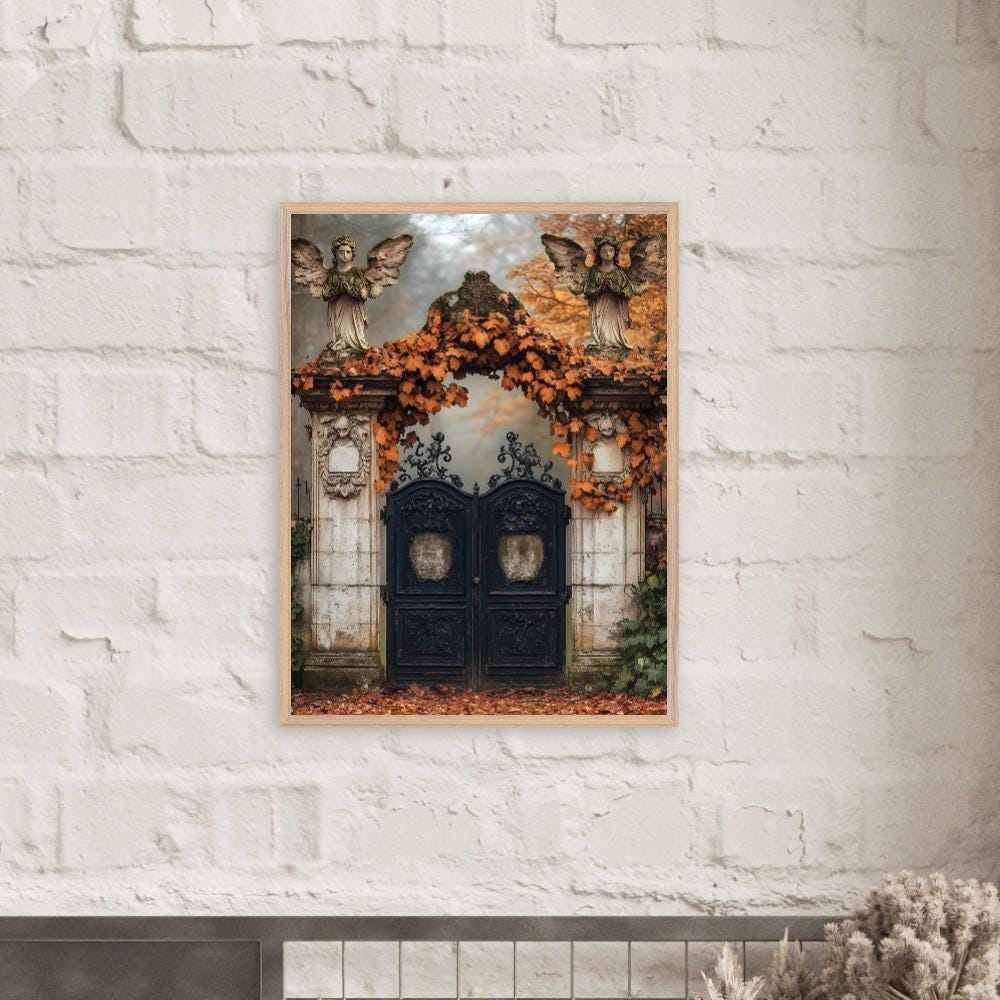 Angel Gate Wall Art, Autumn Cemetery Print, Ethereal Gothic Decor - Image 2