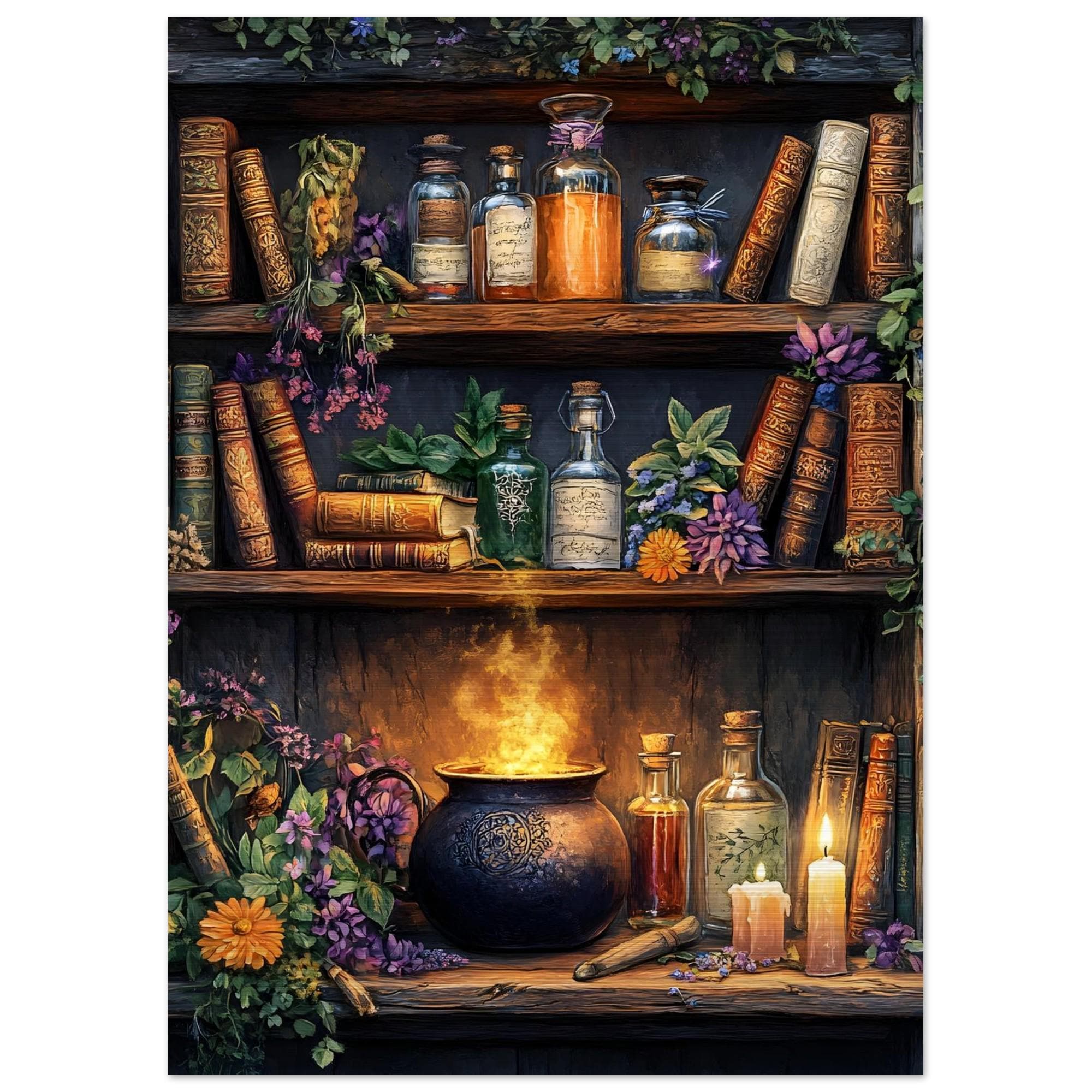 Witchy Apothecary Wall Art, Alchemist Shelf Print, Dark Botanical Decor - Image 8