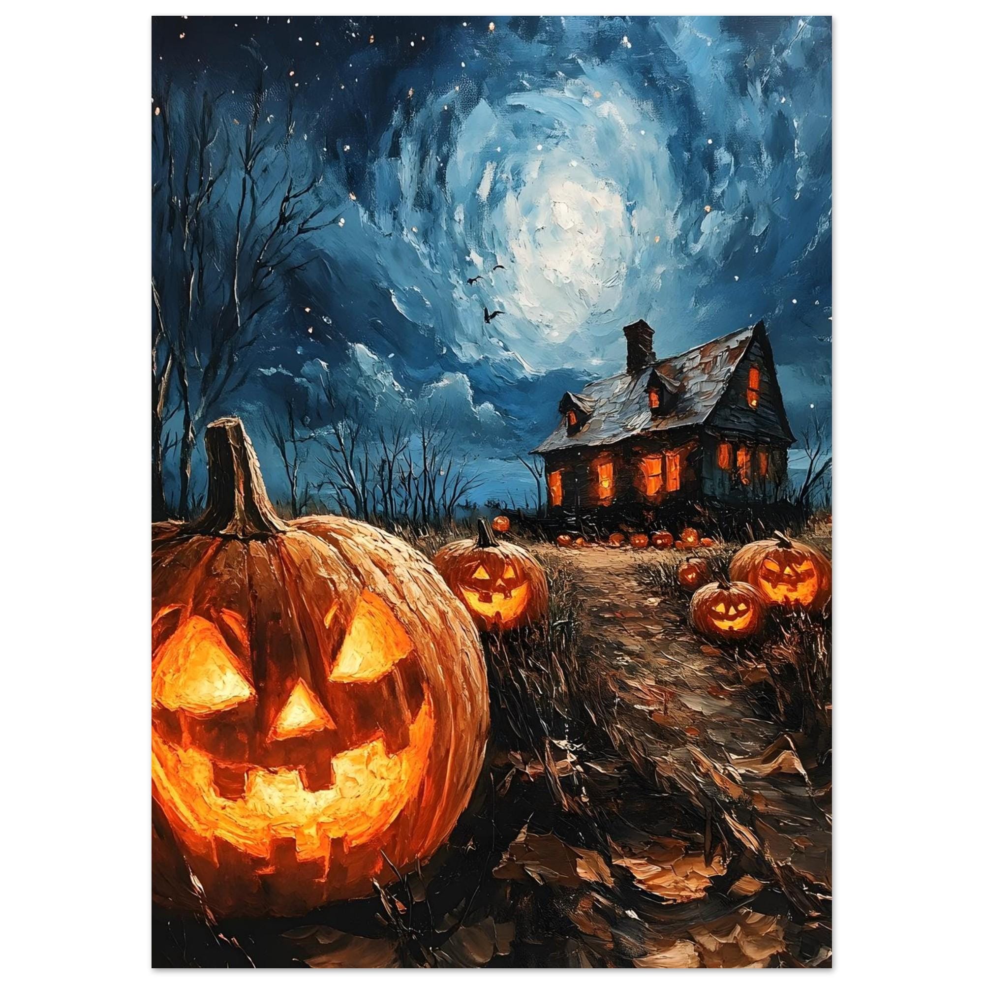 Jack O Lantern Wall Art, Haunted House Print, Spooky Halloween Decor - Image 10