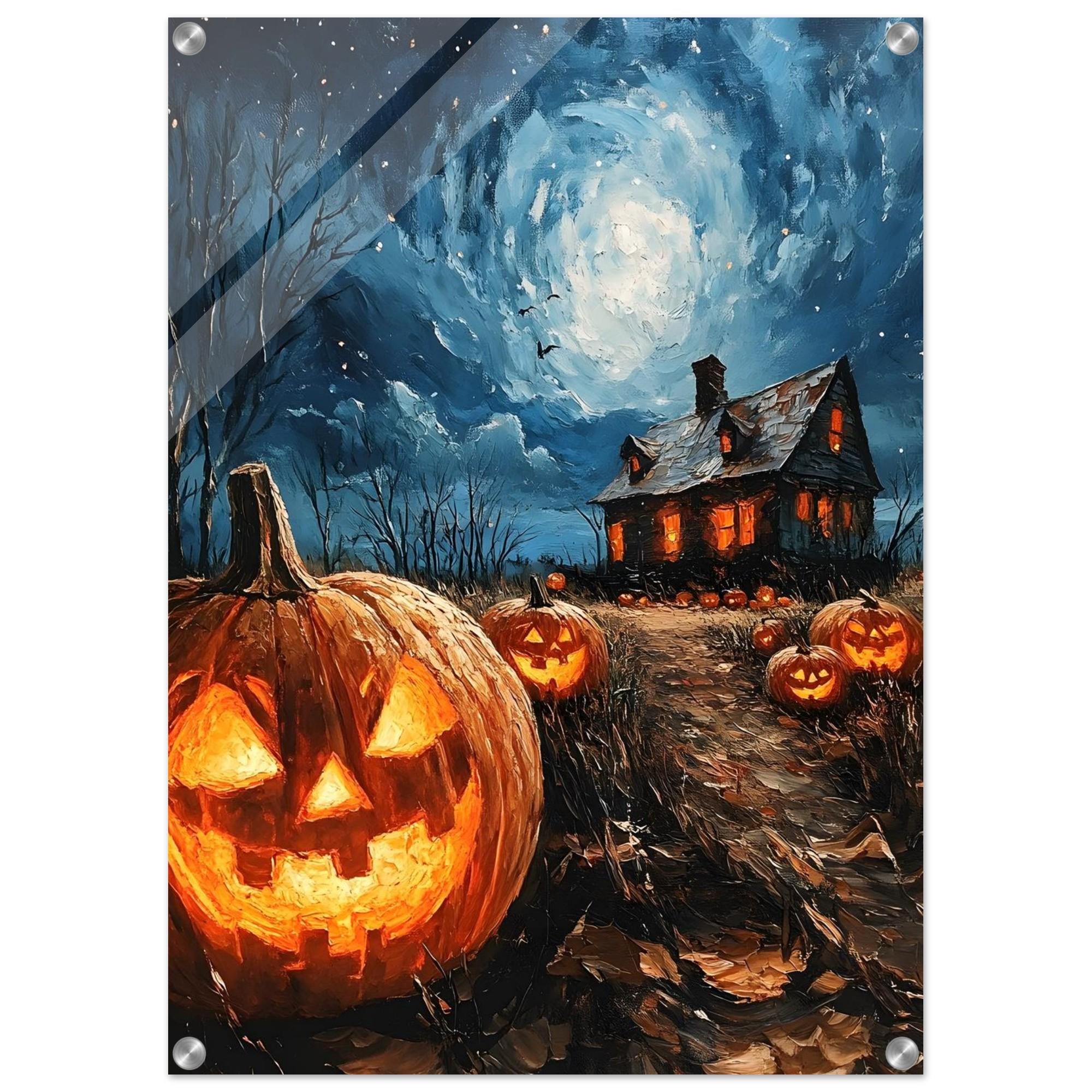 Jack O Lantern Wall Art, Haunted House Print, Spooky Halloween Decor - Image 9