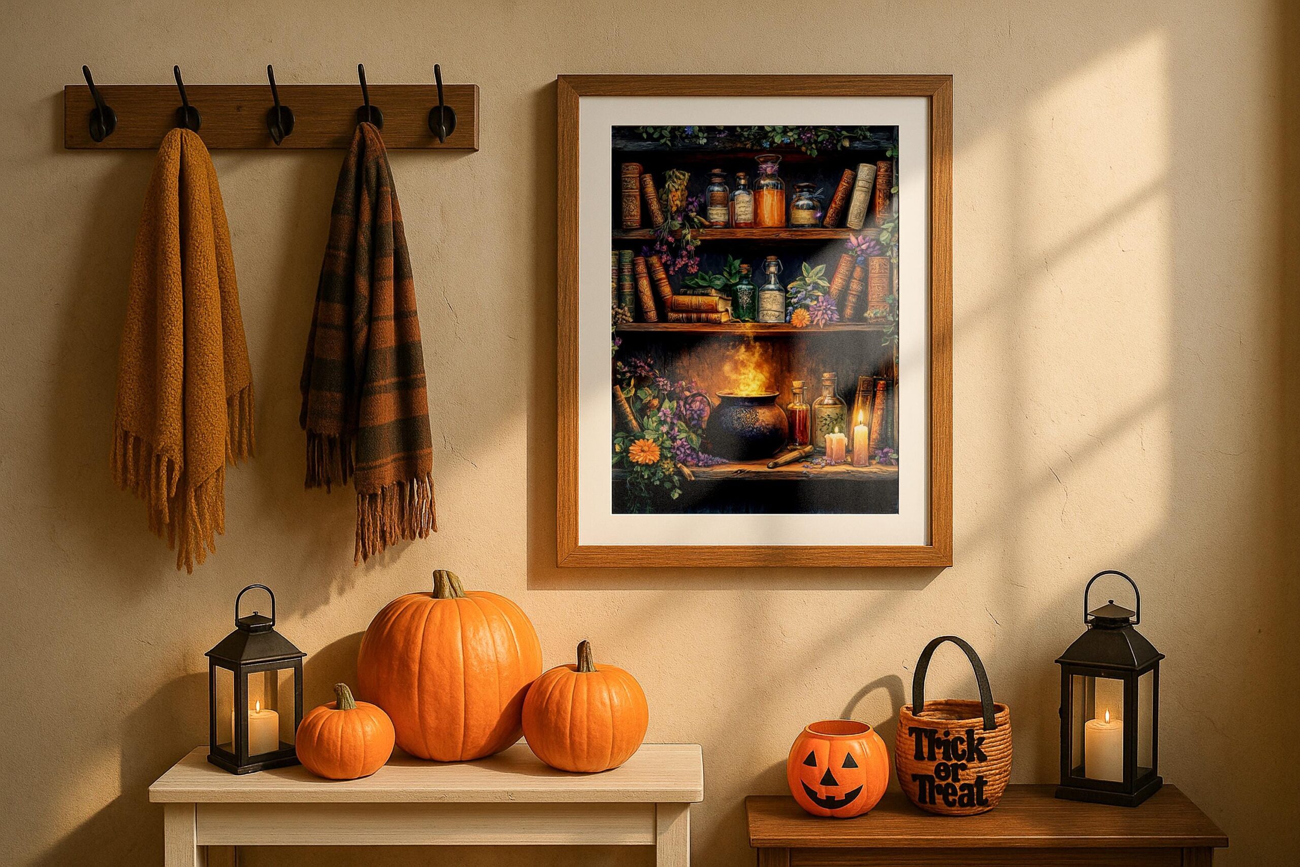 Witchy Apothecary Wall Art, Alchemist Shelf Print, Dark Botanical Decor