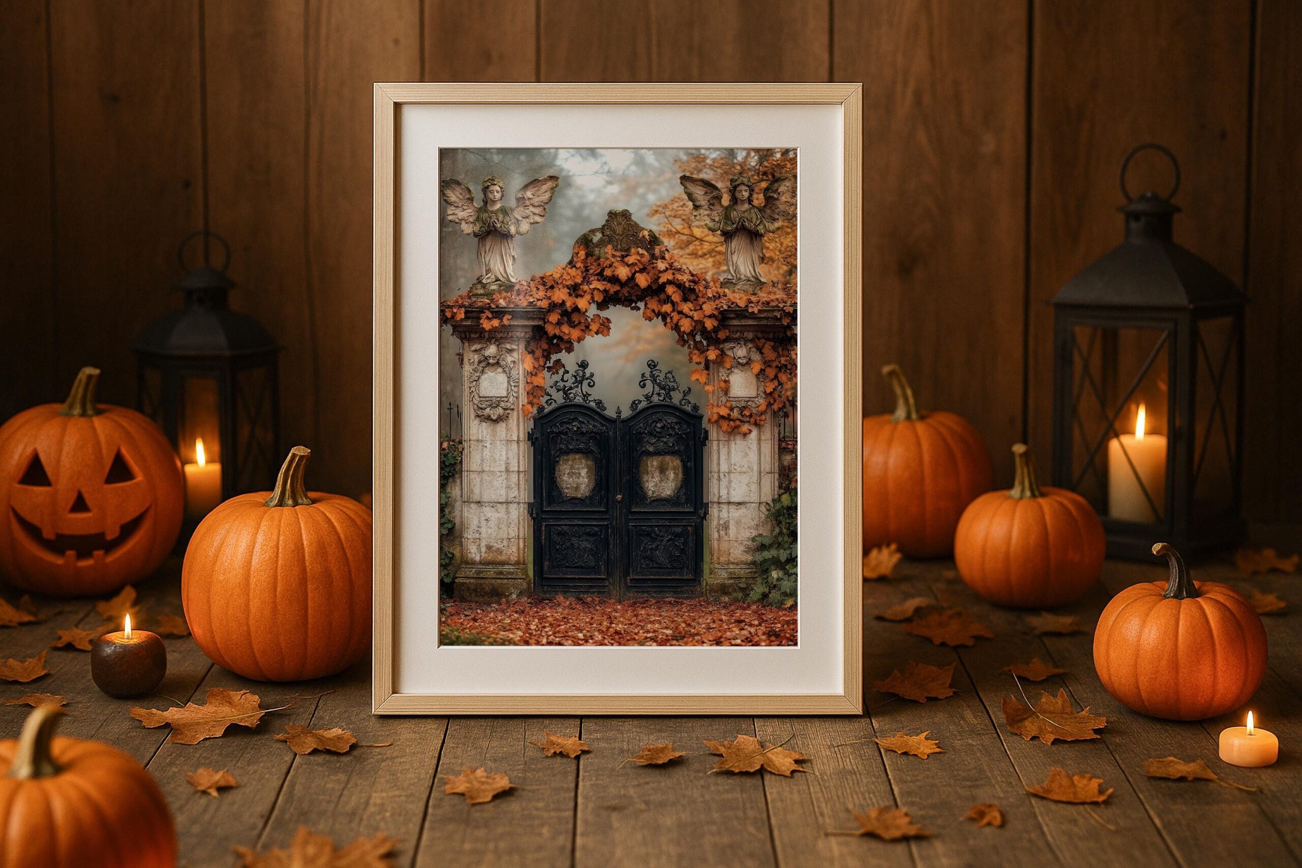 Angel Gate Wall Art, Autumn Cemetery Print, Ethereal Gothic Decor - Image 7