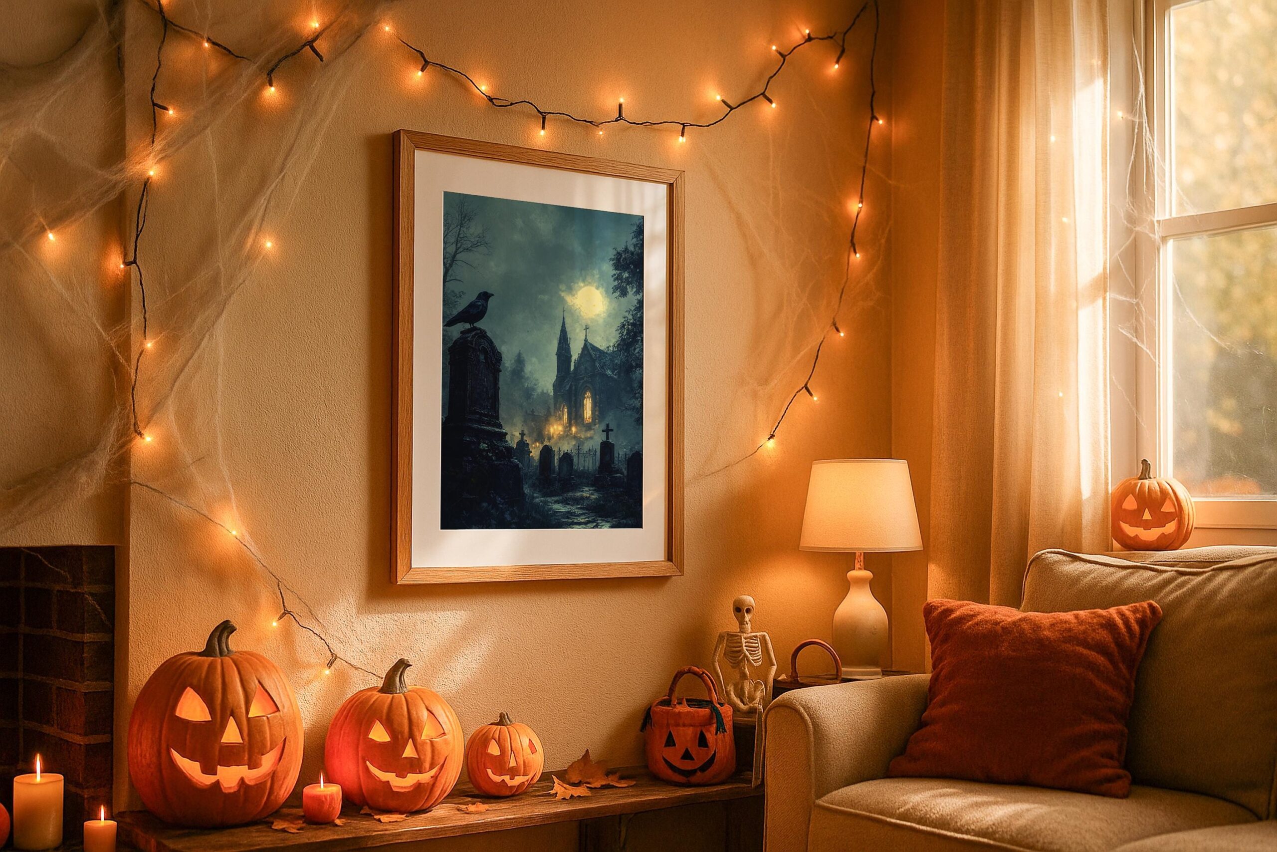 Gothic Graveyard Wall Art, Haunted Church Raven Print, Dark Academia Decor - Image 10
